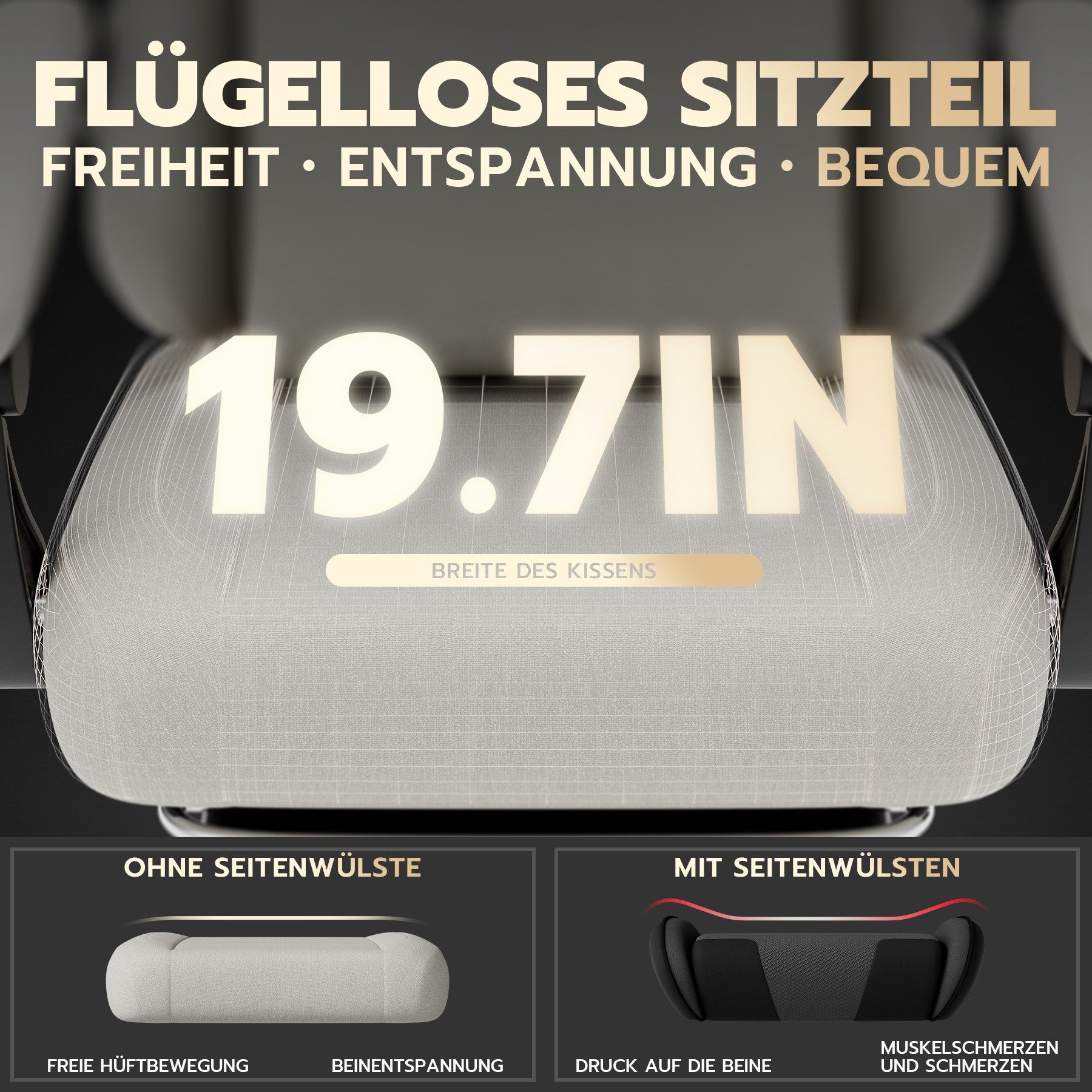 BlingBin Gaming-Stuhl Massage Gaming Sessel mit Fußstütze, PC Stuhl Gamer Stuhl Bürostuhl (1er Set, 1 St), Ergonomisches Design, verstellbare Armlehnen und Rückenlehne