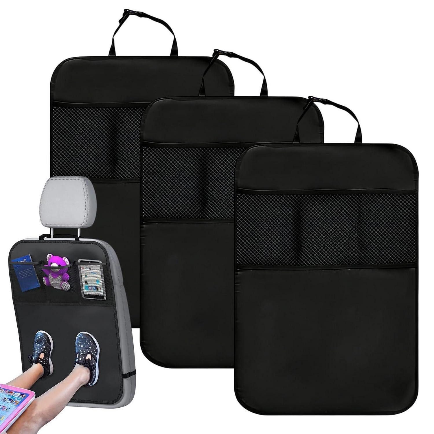LuxusKollektion Auto-Rückenlehnenschutz Rückenlehnenschutz Auto 3er Set wasserdicht mit 3 Taschen