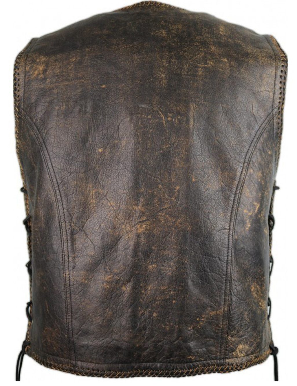 MDM Lederweste Vintage Lederweste Leder Kutte Bikerweste günstig online kaufen