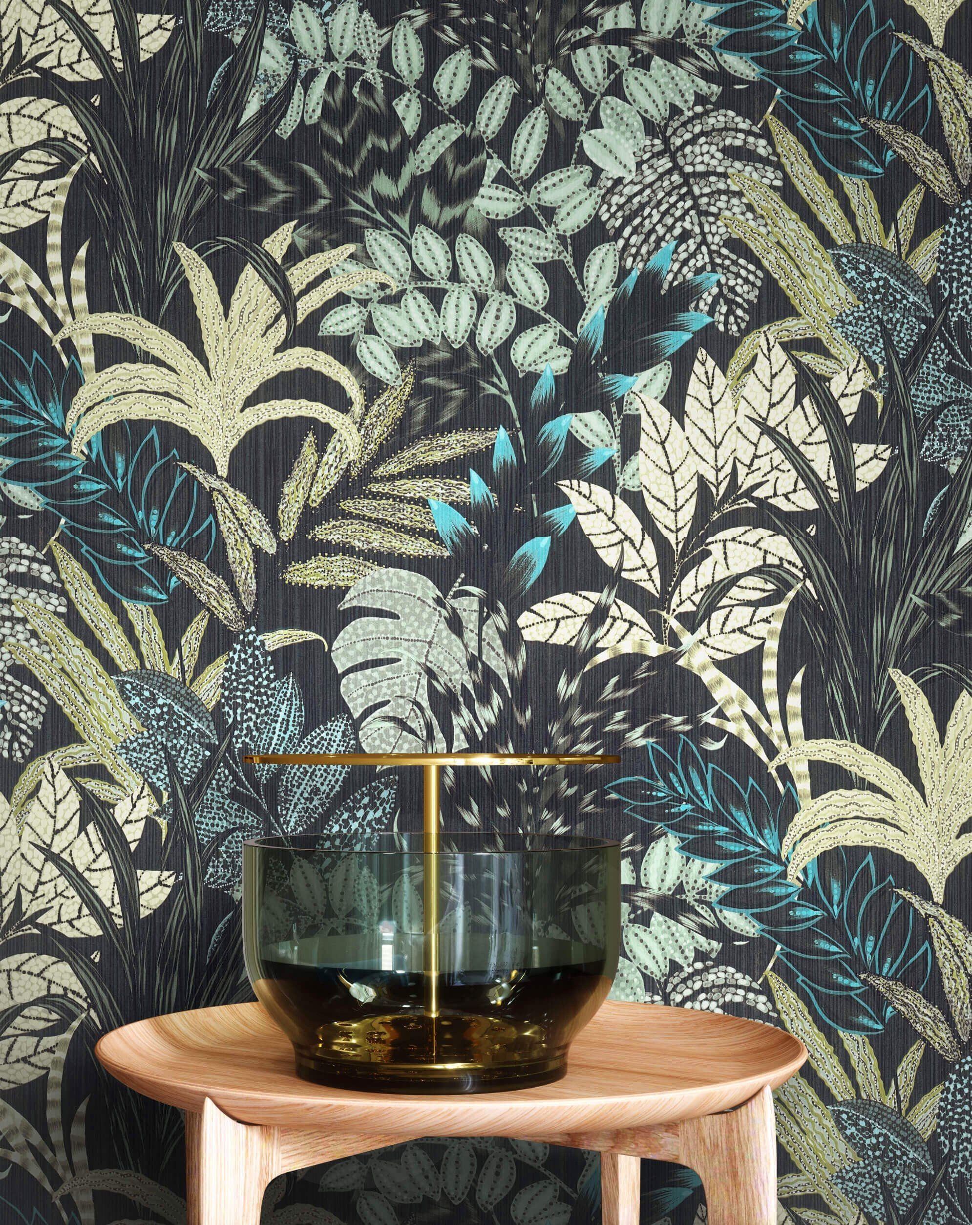 Newroom Vliestapete, Schwarz Tapete Floral Dschungel günstig online kaufen