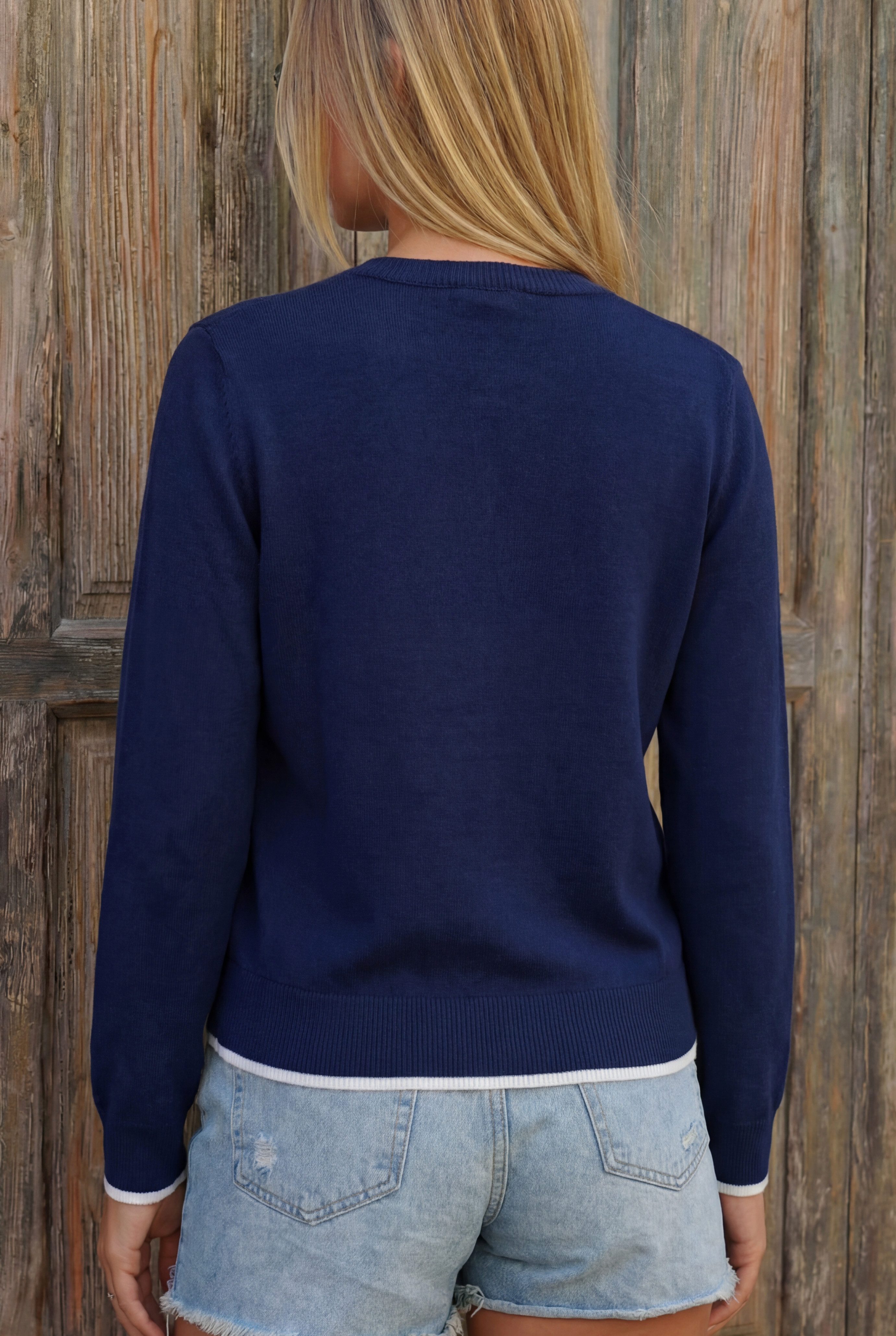Cassis Strickjacke Elegante Frühlings Wollstrickjacke mit Viskose in Navy