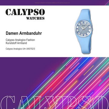 CALYPSO WATCHES Quarzuhr Calypso Damen Uhr K5752/3 Kunststoff PU, Damen Armbanduhr rund, Kunststoff, PUarmband blau, Fashion