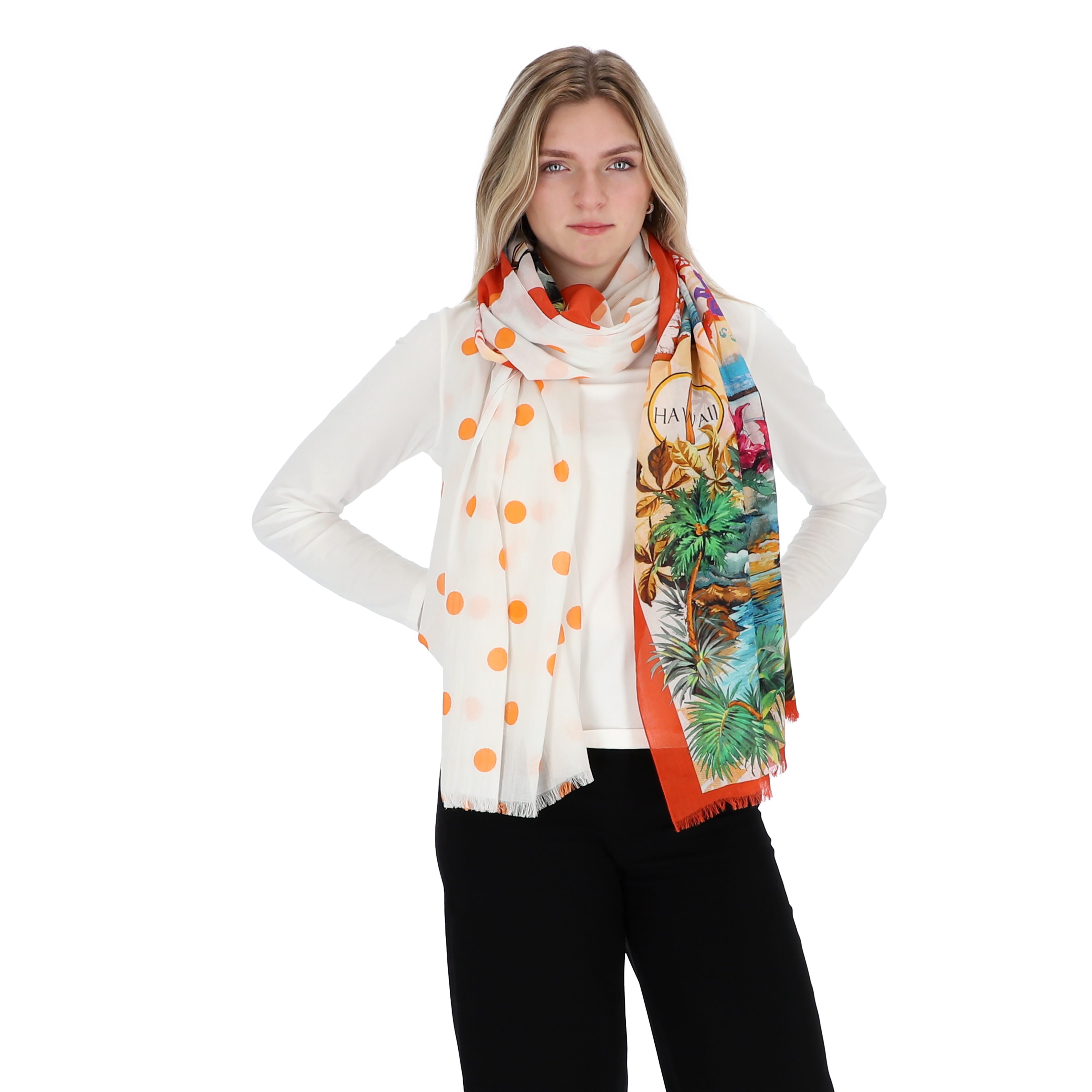 halsüberkopf Accessoires Modeschal Schal Hawaii, Motivprint kombiniert mit Punkten