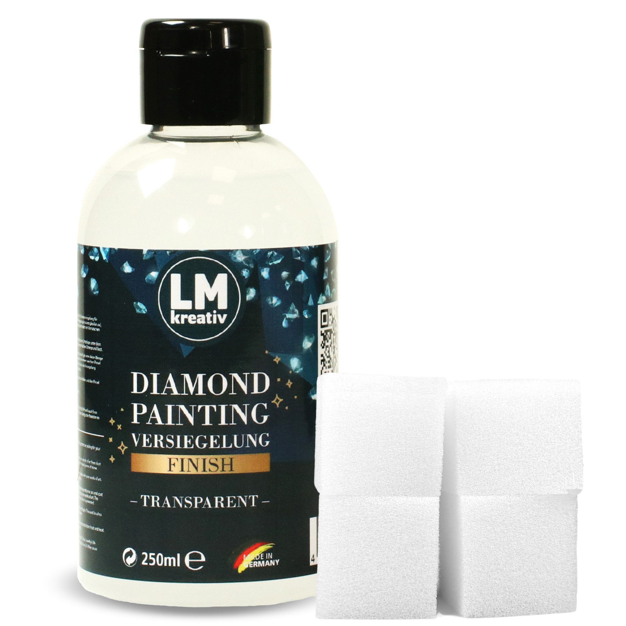 LM-Kreativ Bastelkleber Diamond Painting Versiegelung transparent & glänzend zum Schutz, transparent, glänzend, wasserbasiert, schützt & fixiert Steinchen