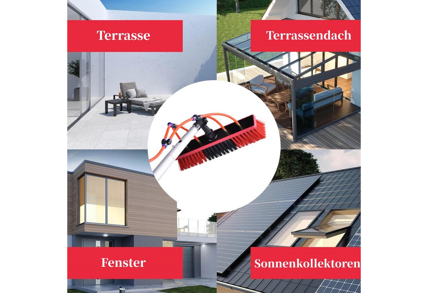 Thumbnail - Vellora Reinigungsbürste Verlängerbarer Stab für die Reinigung von Photovoltaikanlagen, (1-tlg., 360°-Drehung), Verlänge...