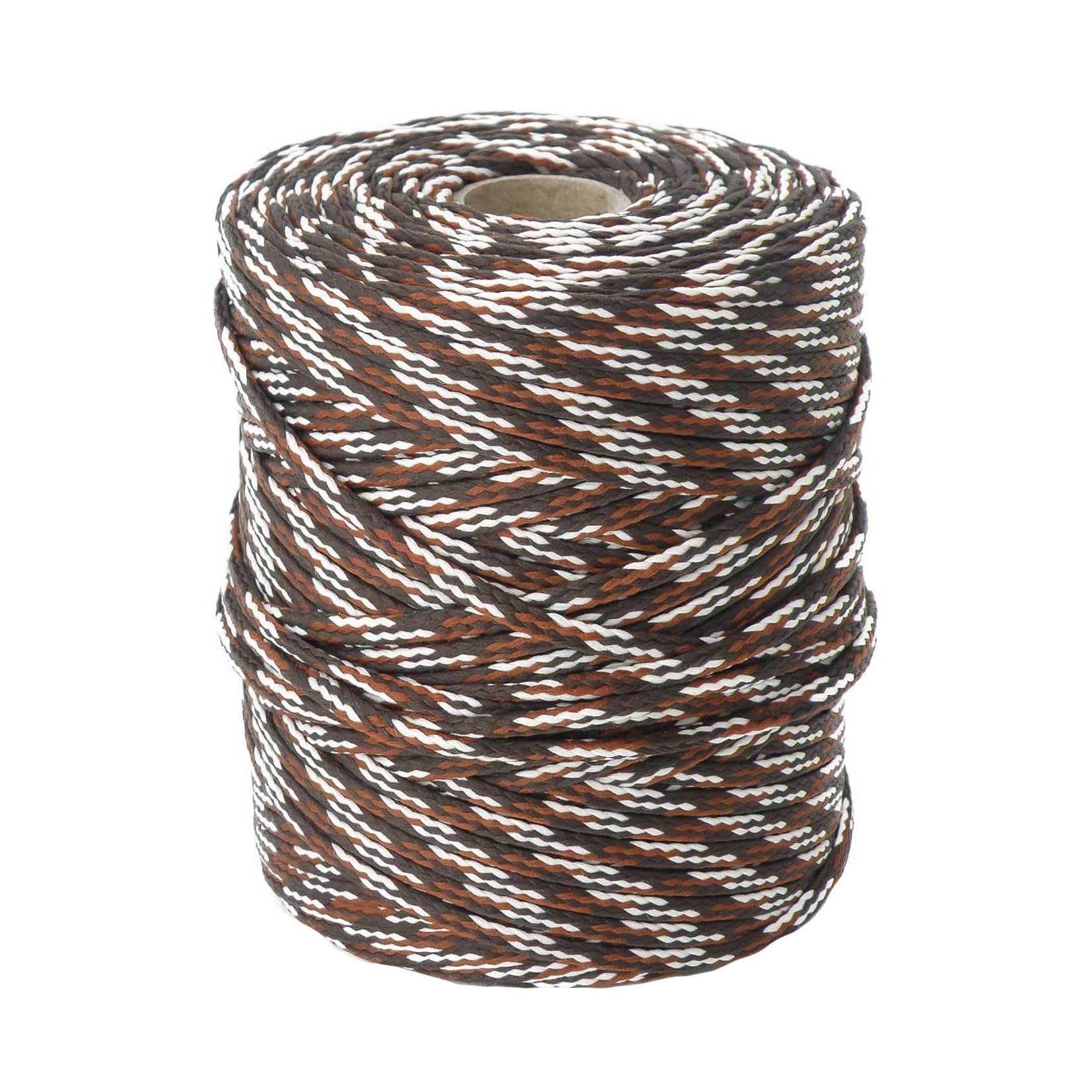 maDDma 100m Polyester-Schnur Kordel 4mm, mehrfarbig, verschiedene Farben Seil, dunkelbraun/braun/weiß