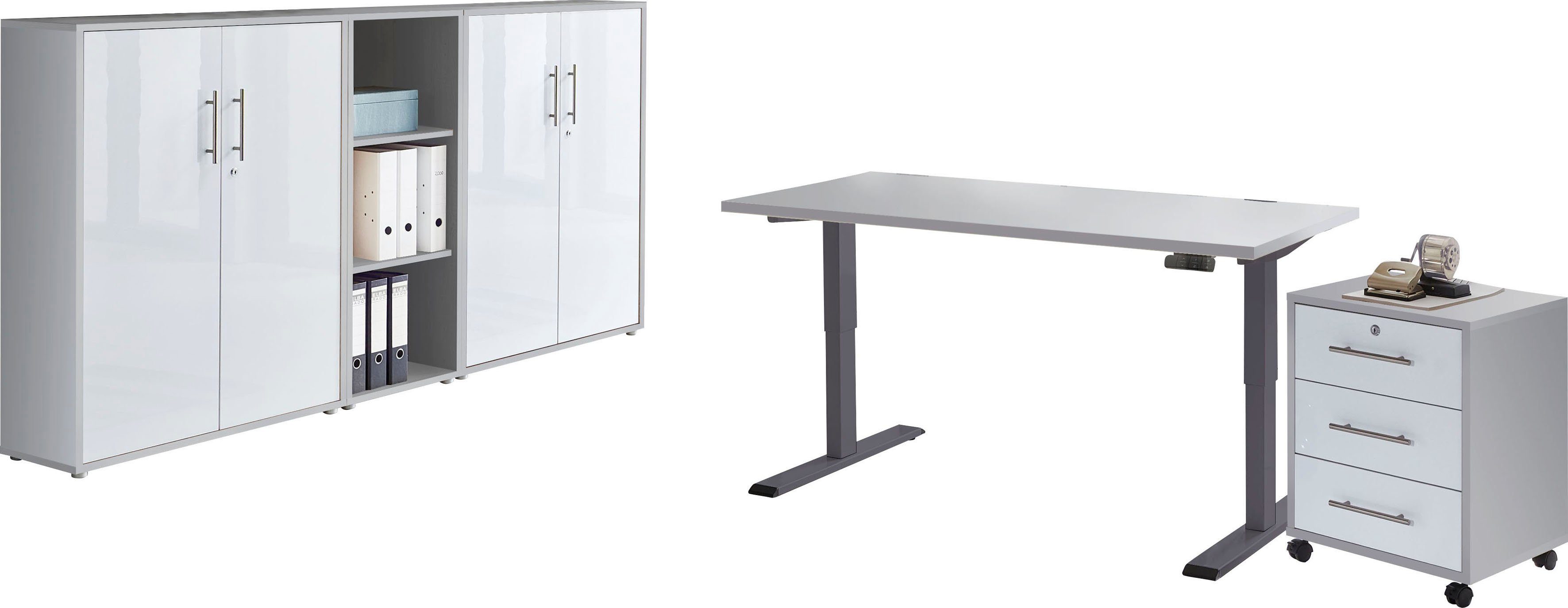 BMG Möbel Büromöbel-Set Tabor, mit elektrisch 5-St), (Set, Schreibtisch, höhenverstellbarem Metallgriffe