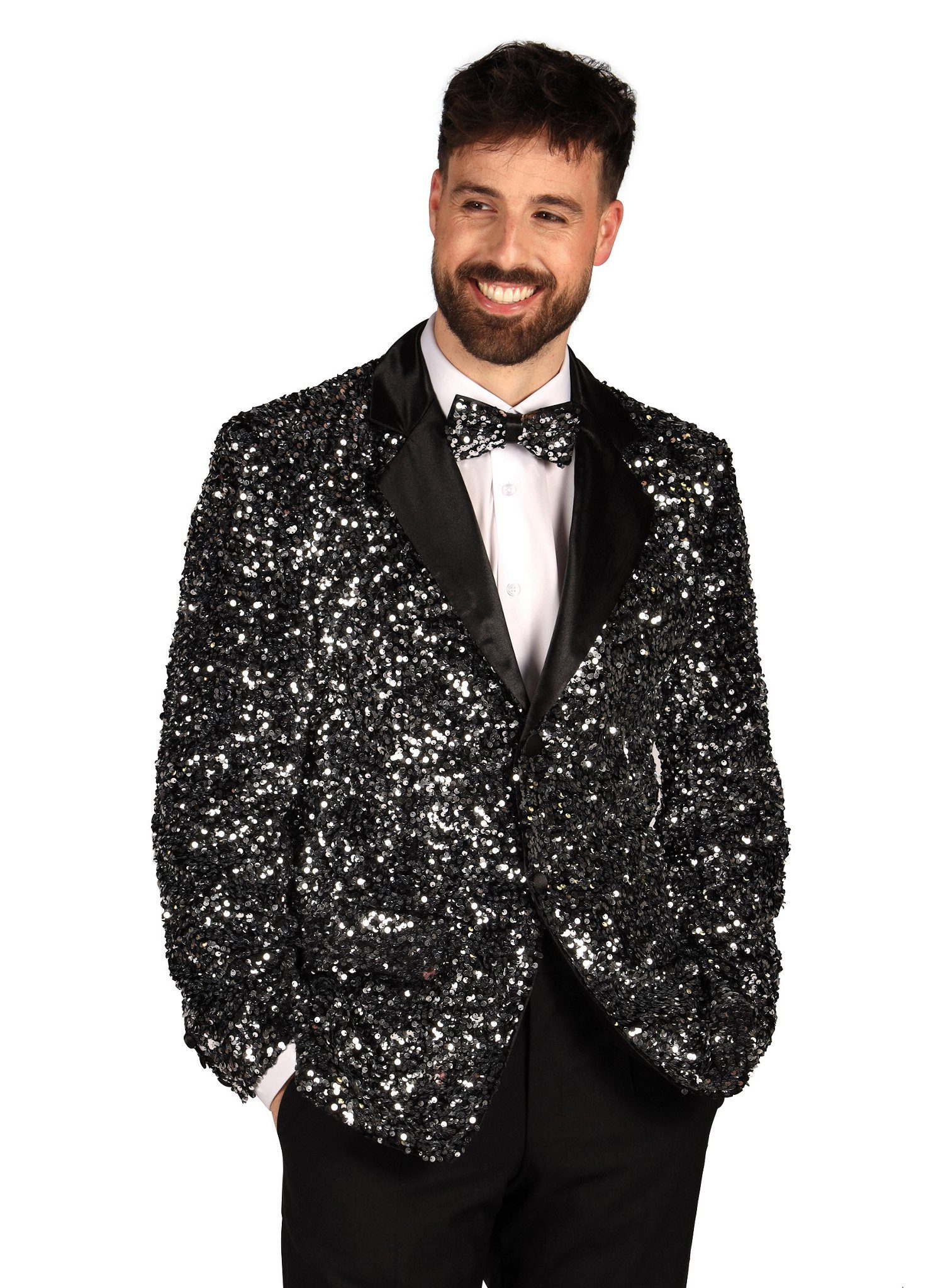 thetru Kostüm Glitzer Jackett silber, Sakko im klassischen Schnitt, aber kn günstig online kaufen