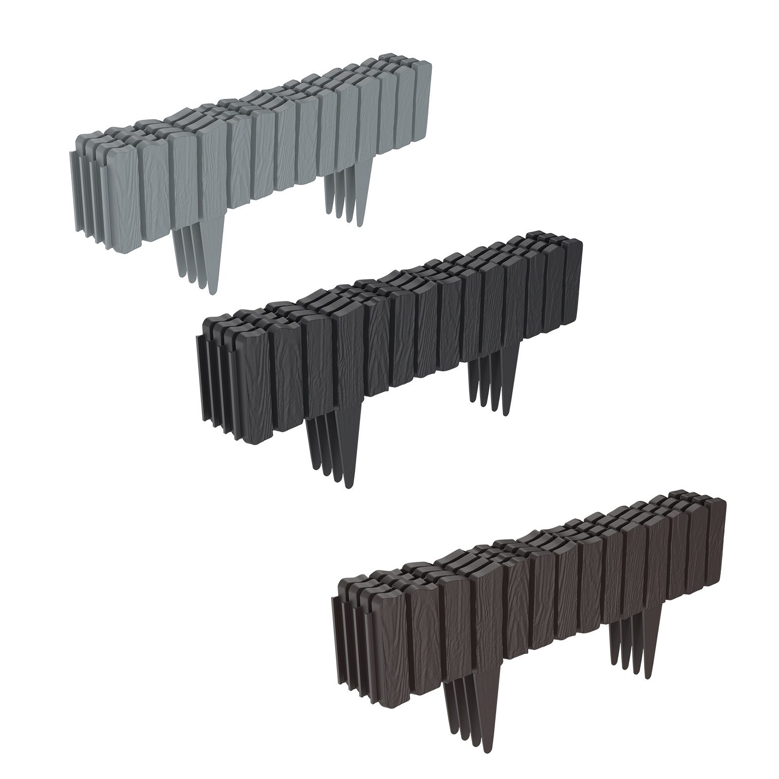 Beetumrandung 2,3m/4,6m Rasenkanten Kunststoff Beeteinfassung, Anthrazit/Braun/Grau