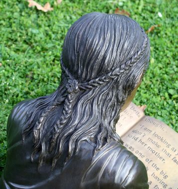 Bronzeskulpturen Skulptur Bronzefigur liegendes Mädchen mit Buch Gartendekoration