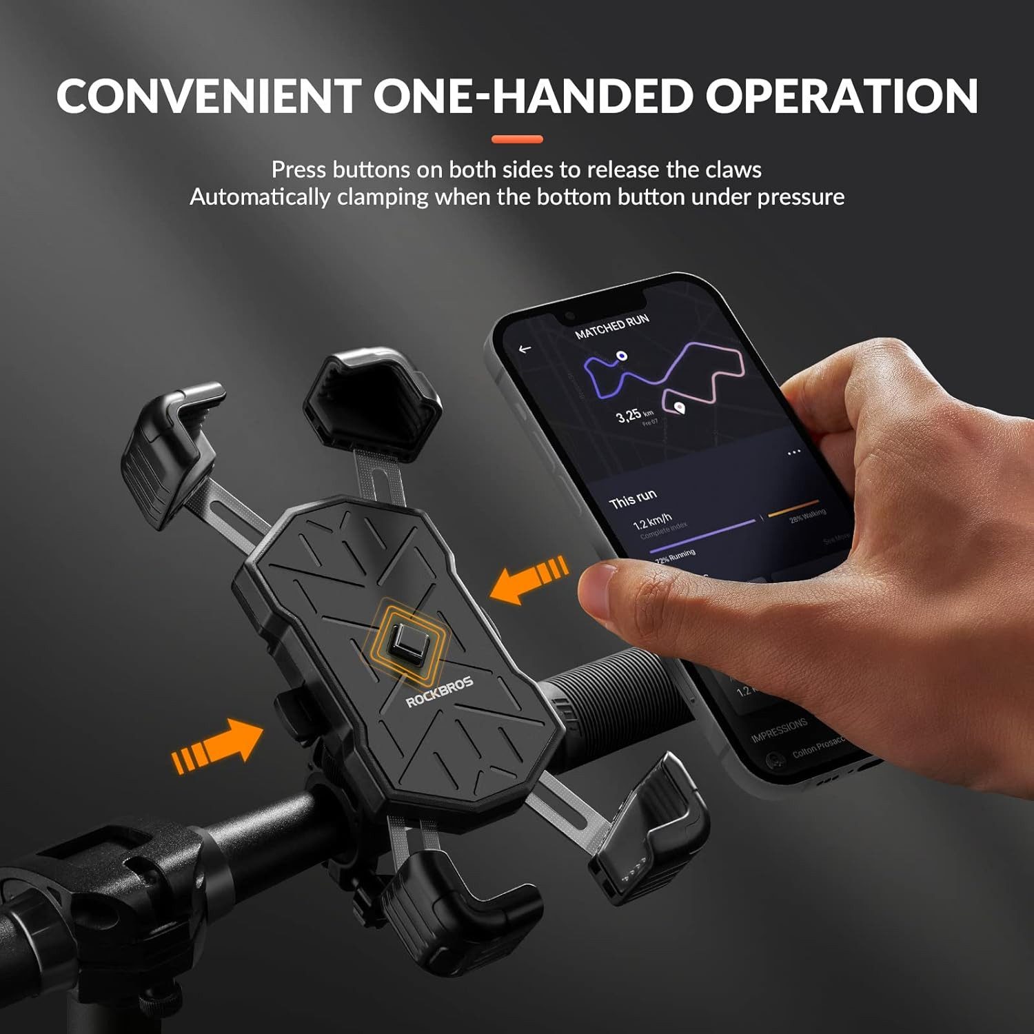 ROCKBROS Handy-Halterung Fahrrad Handyhalterung 360° drehbar für 4,5-7,2 Smartphones Motorrad