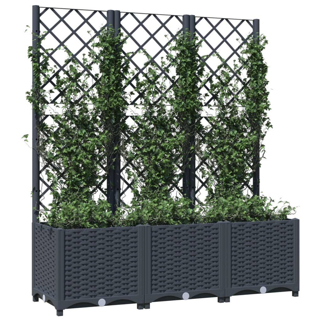 vidaXL Blumenkasten 120 x 40 x 136 cm Pflanzkübel mit Spalier blaugrau 120x40x136 cm Kunst