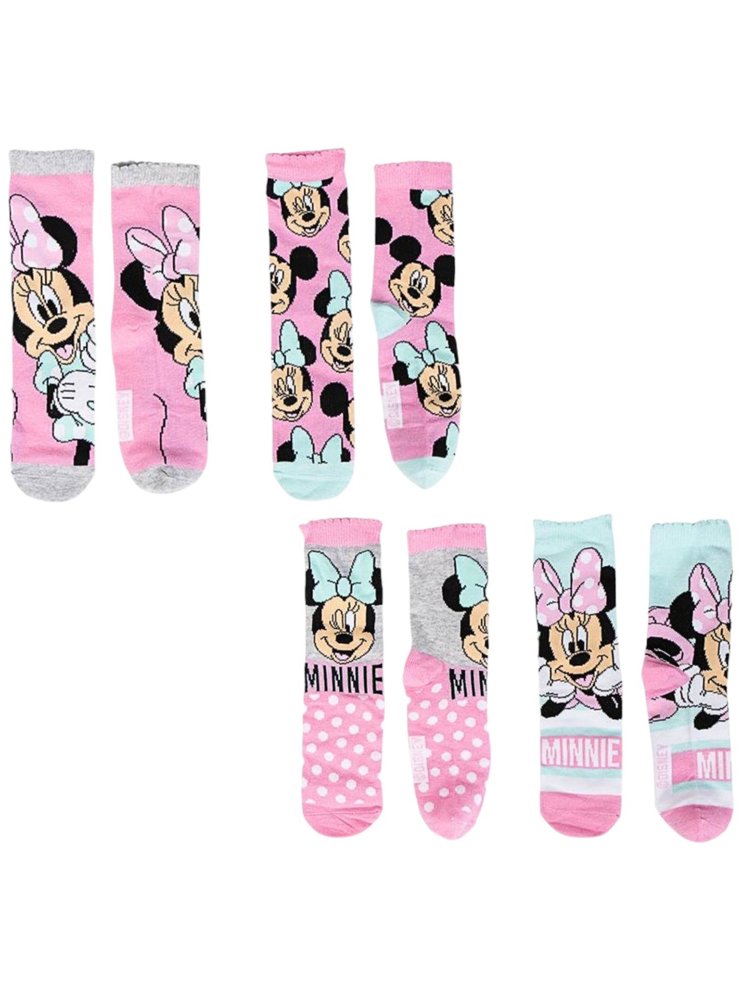 Cerdá Socken Minnie Maus (4-Paar) Geschenkset mit Spardose Gr.23-34