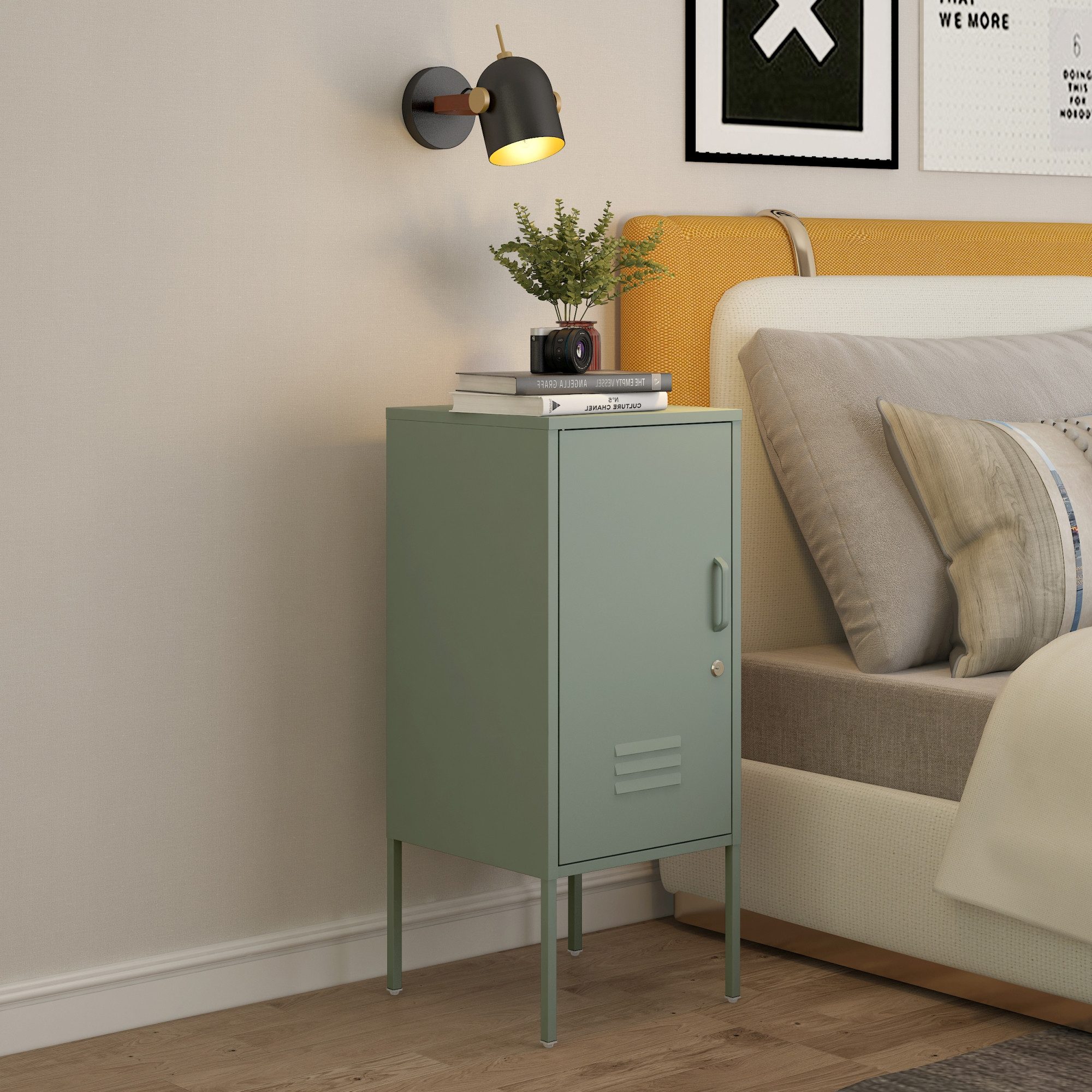 en.casa Nachtschrank »Hausjärvi« mit abschließbarer Tür 82 x 35 x 35 cm Sta günstig online kaufen