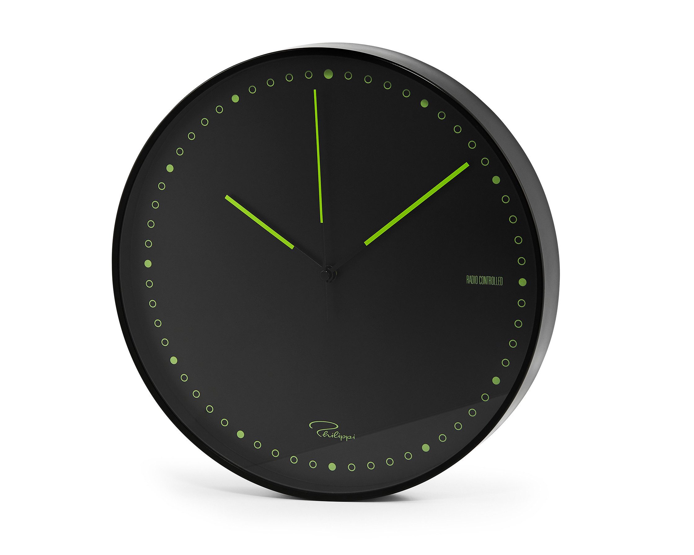 Philippi Design Funkwanduhr Philippi NIGHTWATCH Designer Wanduhr, Funkuhr, fluoreszierend