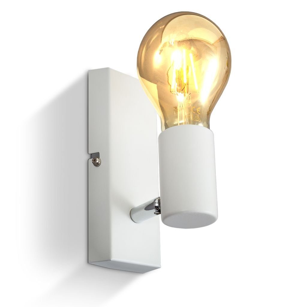 B.K.Licht Wandleuchte Wandlampe 60W max. Leuchtmittel, ohne weiß Retro E27 - Flurlampe Leuchtmittel BKL1359, Vintage Wandspot
