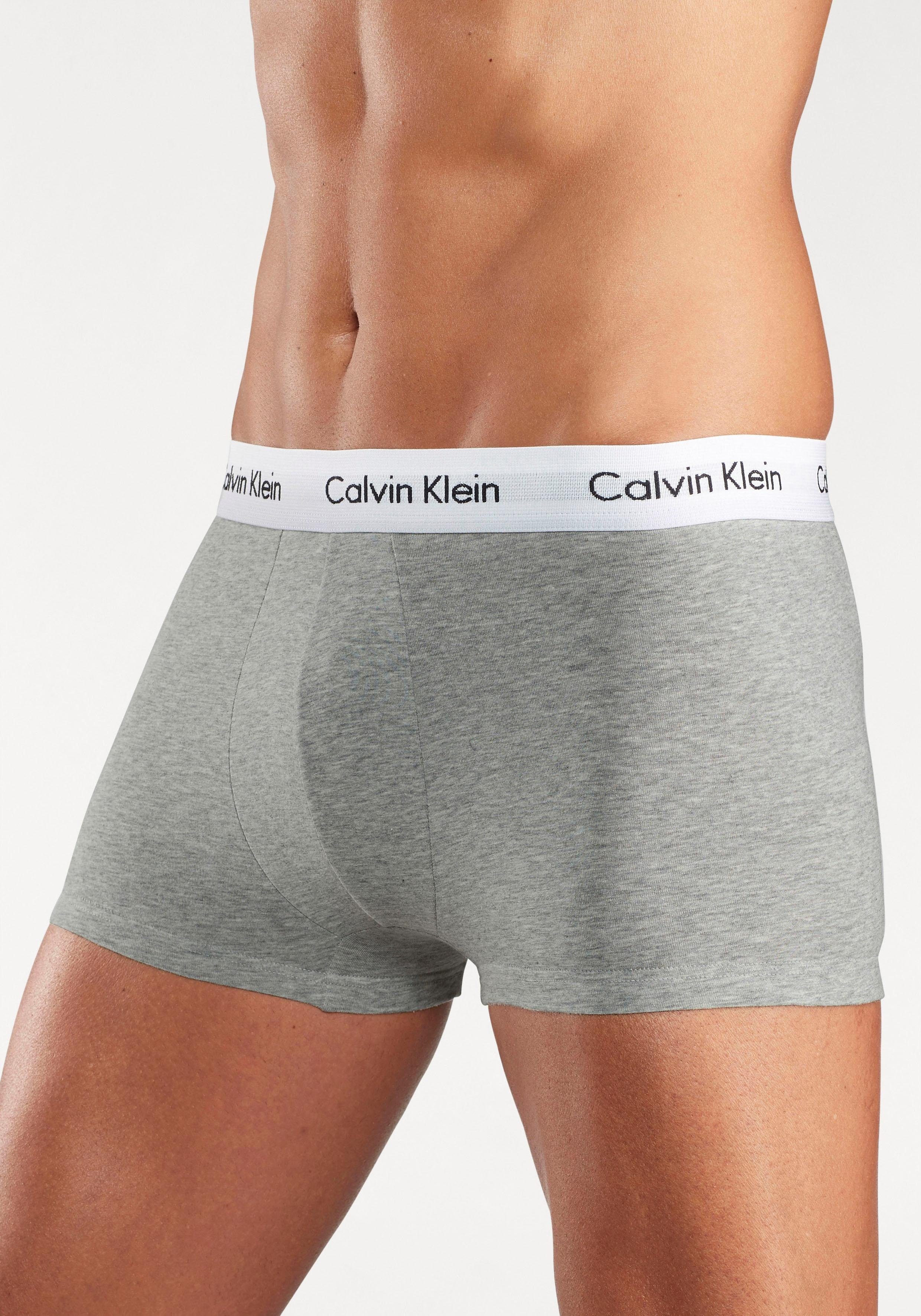 Klein Webbund weißem mit Underwear grau-meliert, Calvin (3-St) Hipster weiß schwarz,