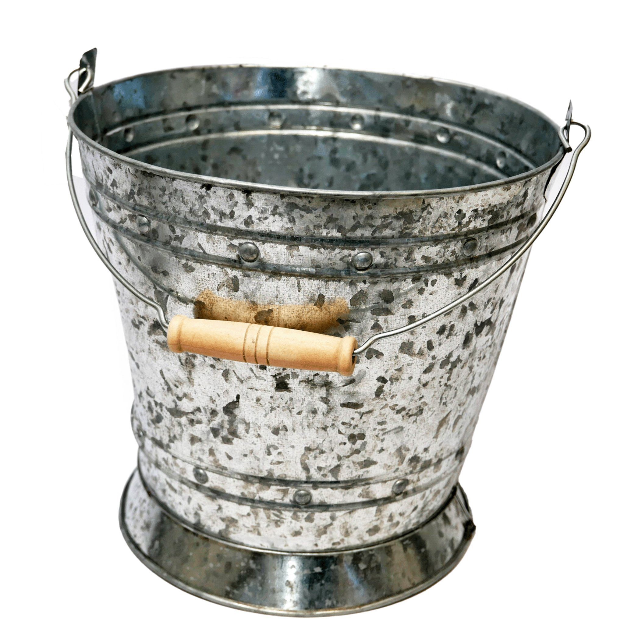 B&S Pflanzkübel Zinkeimer shabby used Look mit Henkel H 24.5 x Ø 25 cm