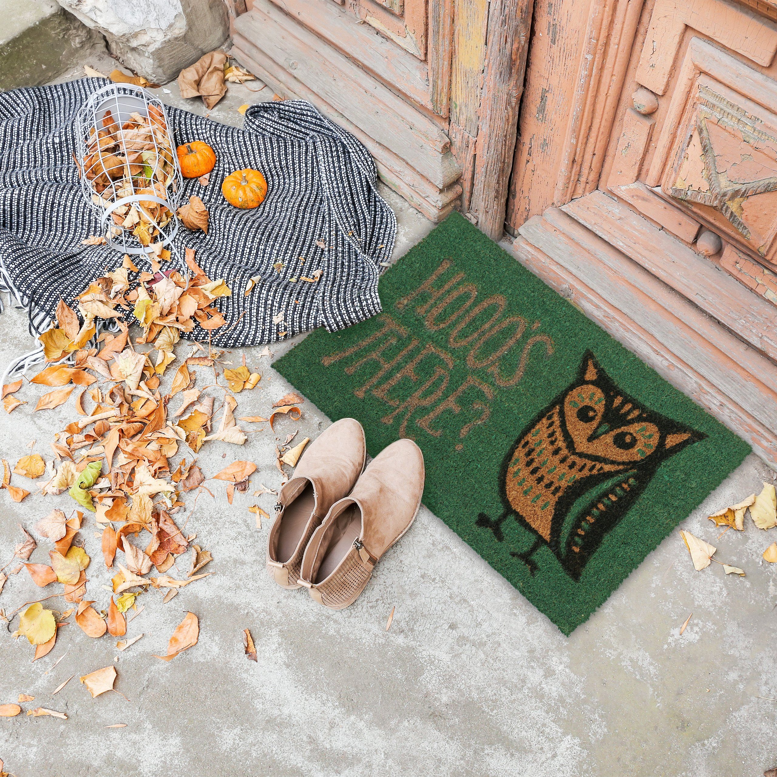 relaxdays Fußmatte Kokos Fußmatte Eule "Hooo's There?", Höhe: 15 mm günstig online kaufen