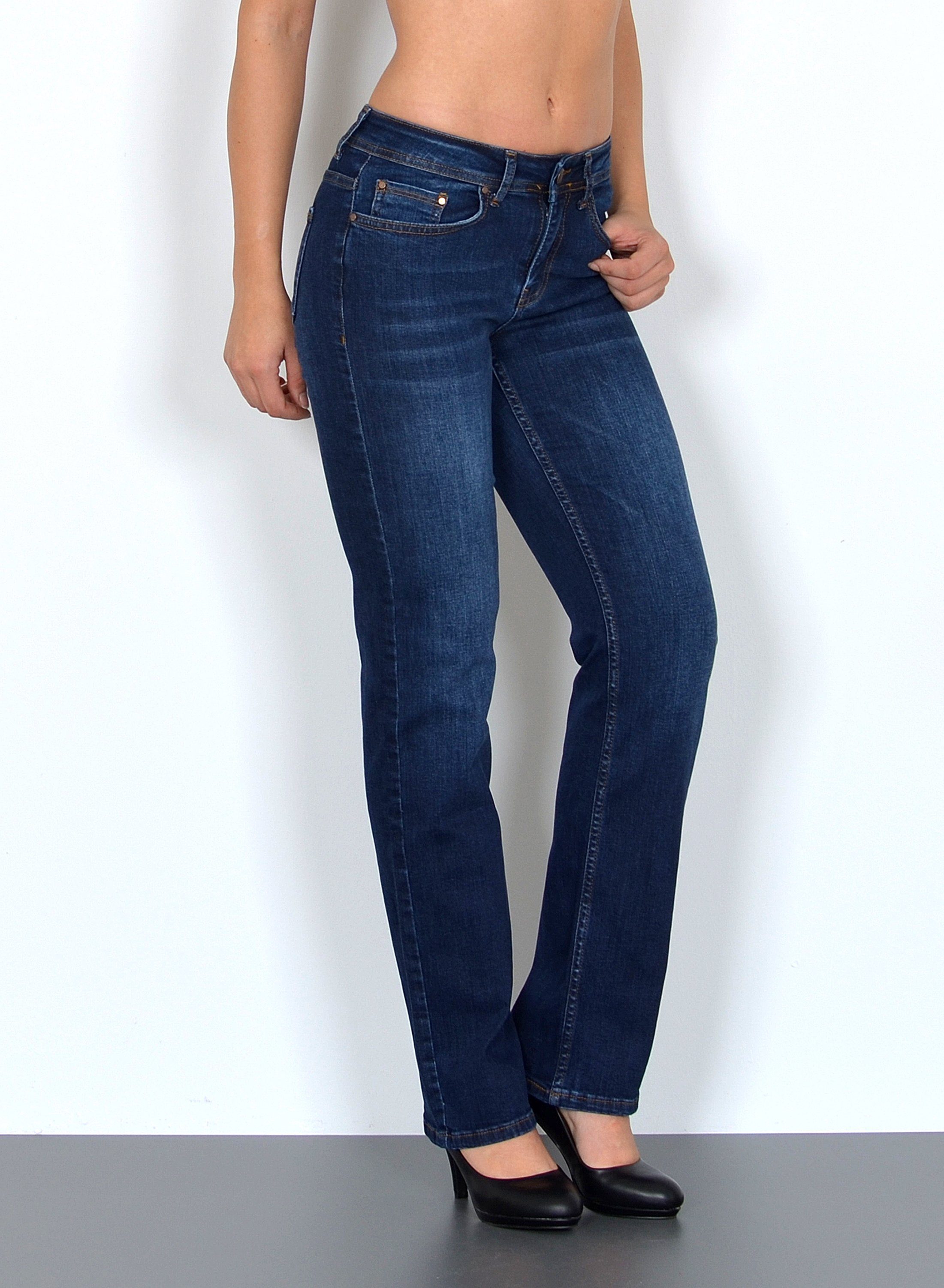 ESRA Straight-Jeans High Waist Straight Fit Jeans Damen Gerader Schnitt bis Übergröße G1 Jeans Damen High Waist Jeans Damen Stretch Jeans Straight Damen