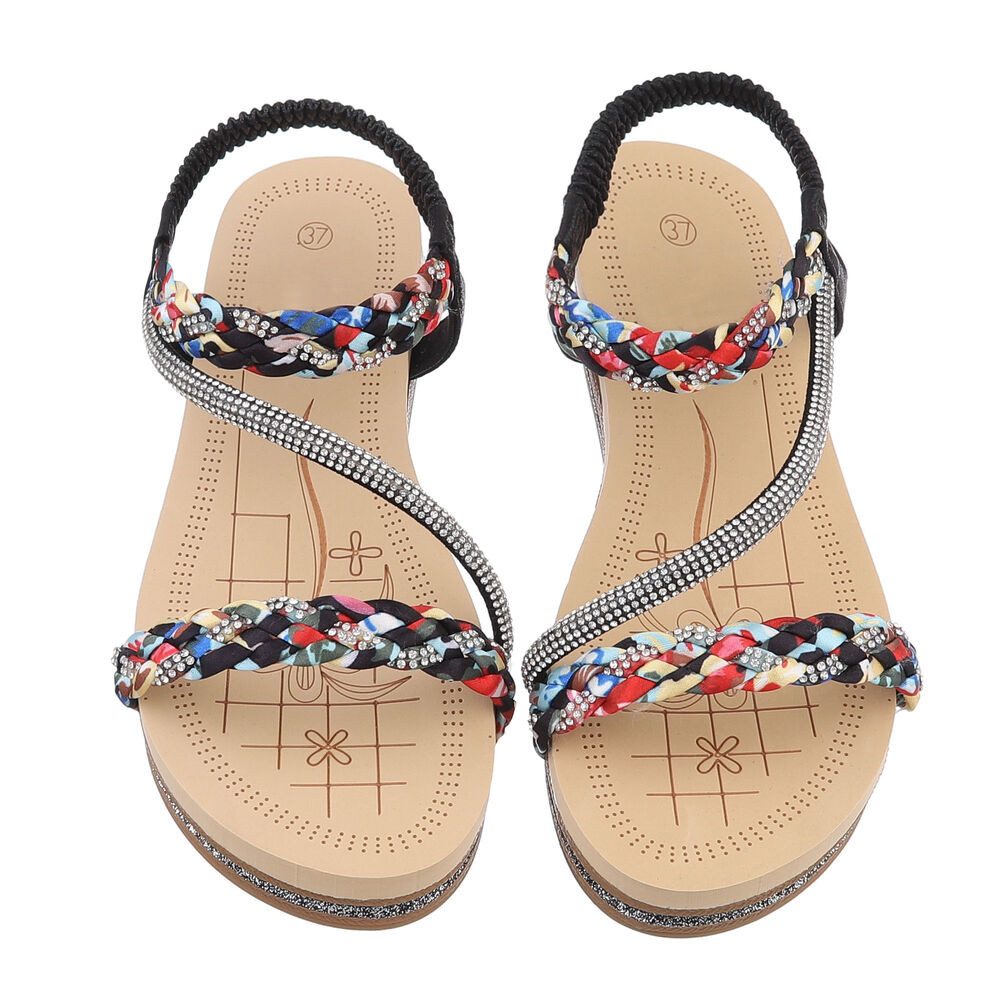 Ital-Design Damen Freizeit Riemchensandalette (86017038) Keilabsatz/Wedge Keilsandaletten in Schwarz – Bild 4 von 4