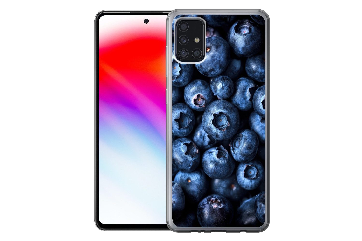 MuchoWow Handyhülle für Samsung Galaxy A52 5G Beeren - Blau - Obst, Smartphone-Bumper, Print, Handy Schutzhülle Dünn