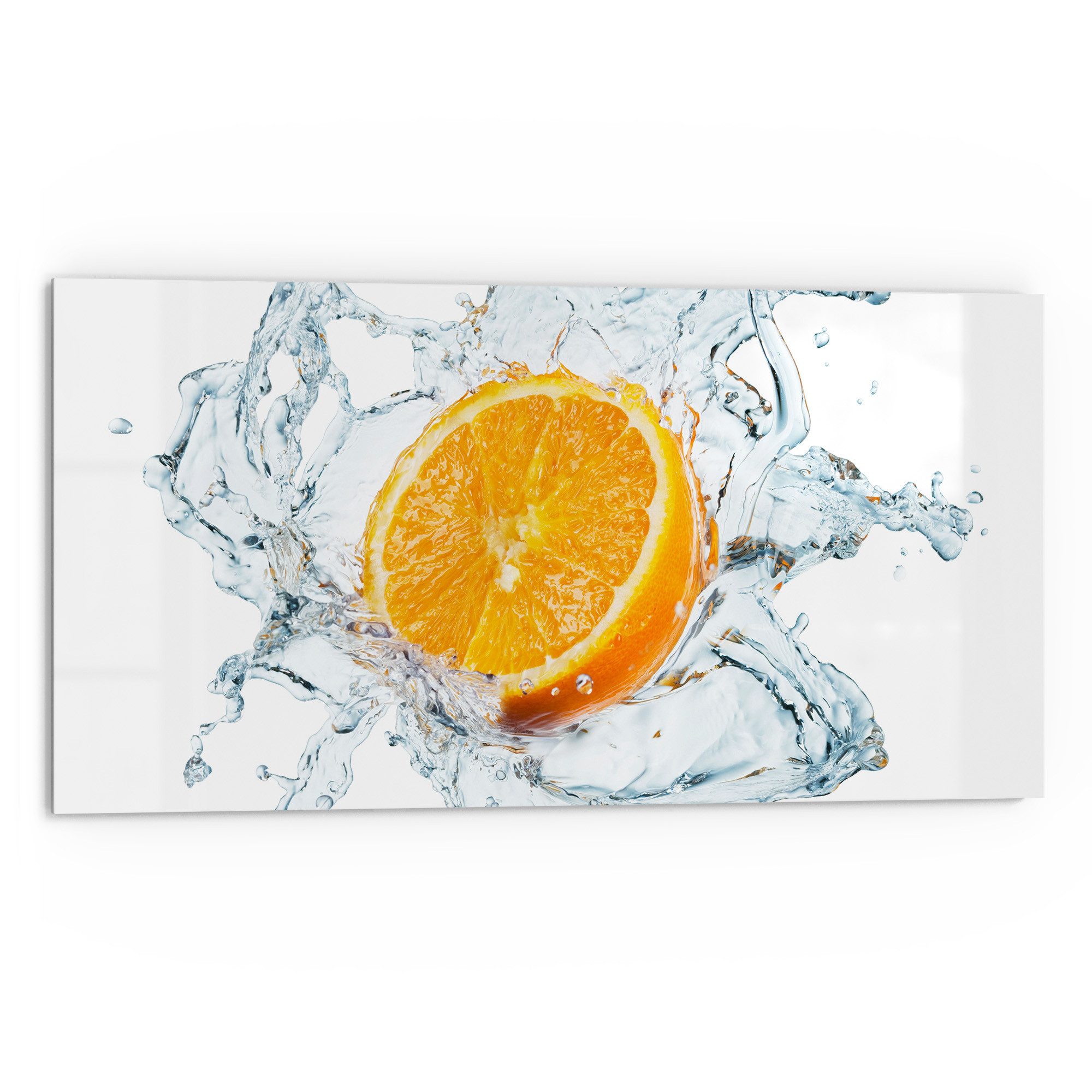 DEQORI Küchenrückwand 'Spritzige Orange', Glas Spritzschutz Badrückwand Herdblende