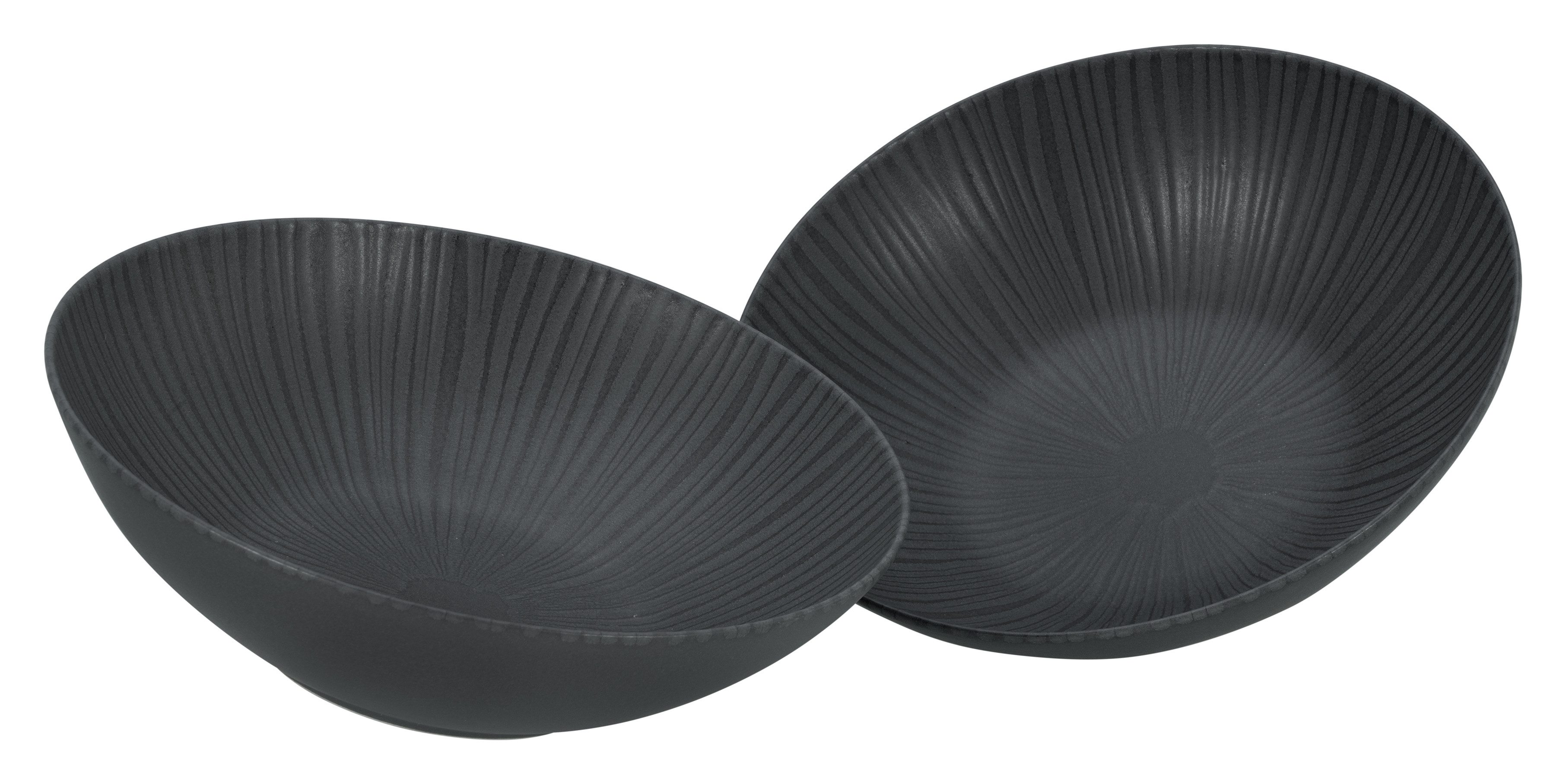 CreaTable Salatschüssel Vesuvio, Salatschüssel 24 cm 2er Set, Steinzeug, (Set, 2-tlg), Seidenmatte Spezialglasur, Ausdruckstarkes Relief