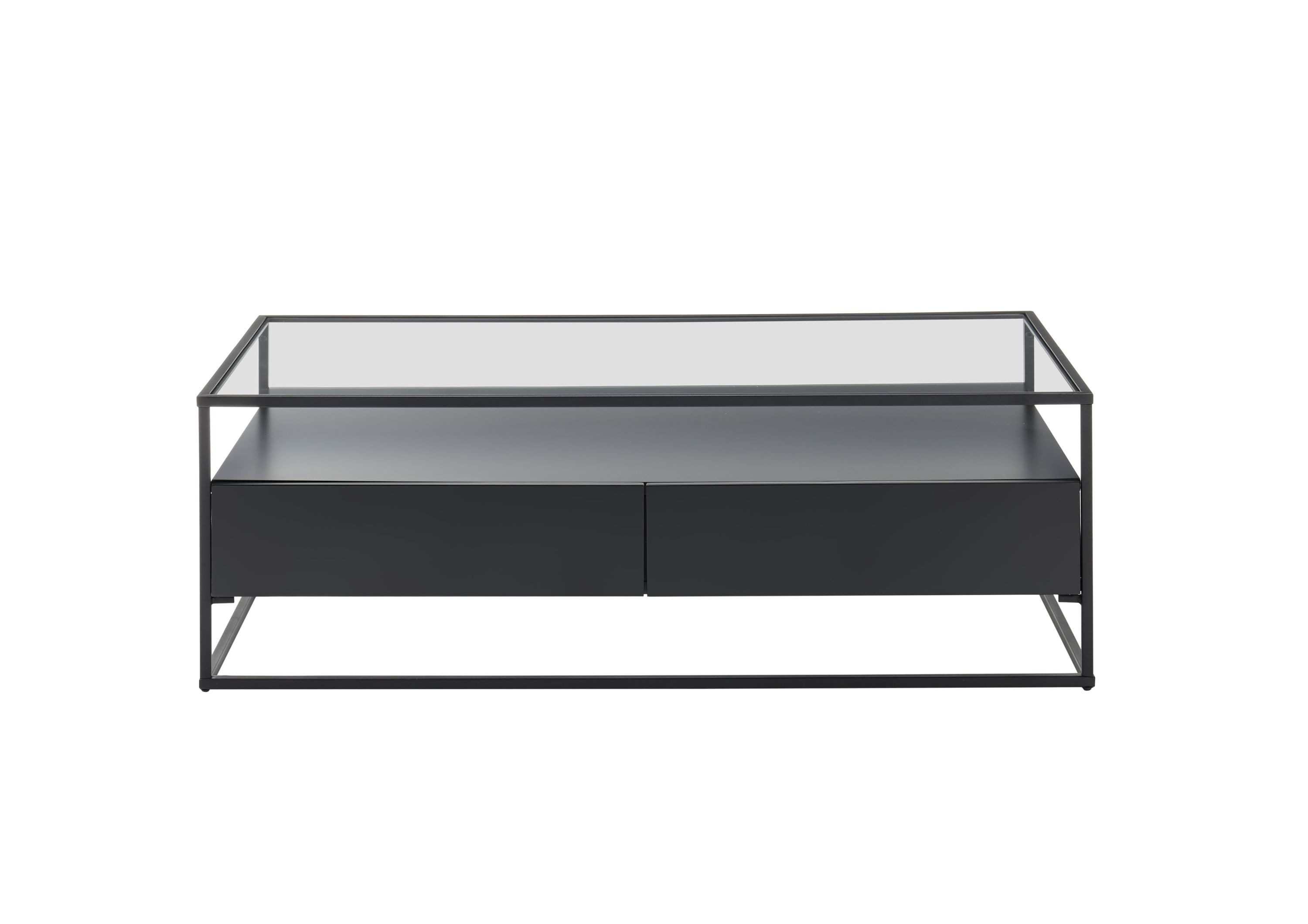 Robas Lund Couchtisch, aus Klarglas & Metallgestell schwarz 120x40x60 cm