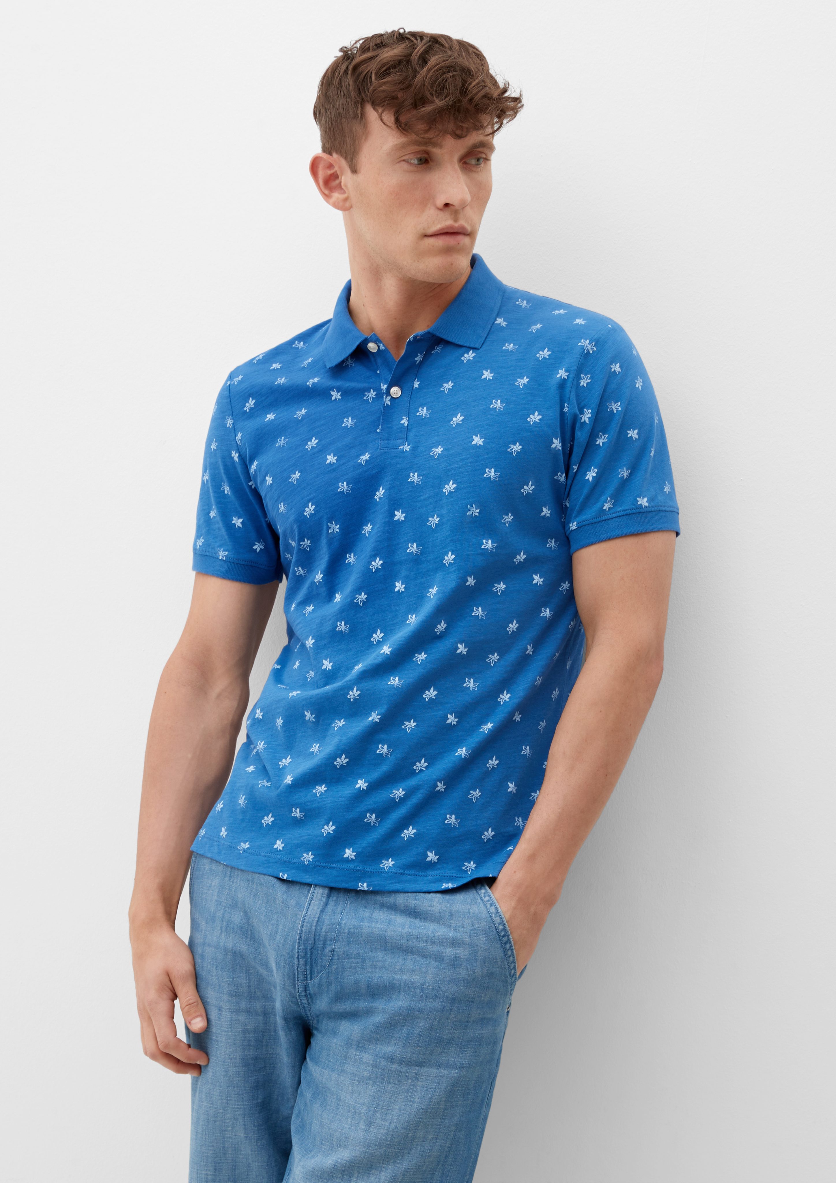 s.Oliver Poloshirt Poloshirt mit Allover-Print blau