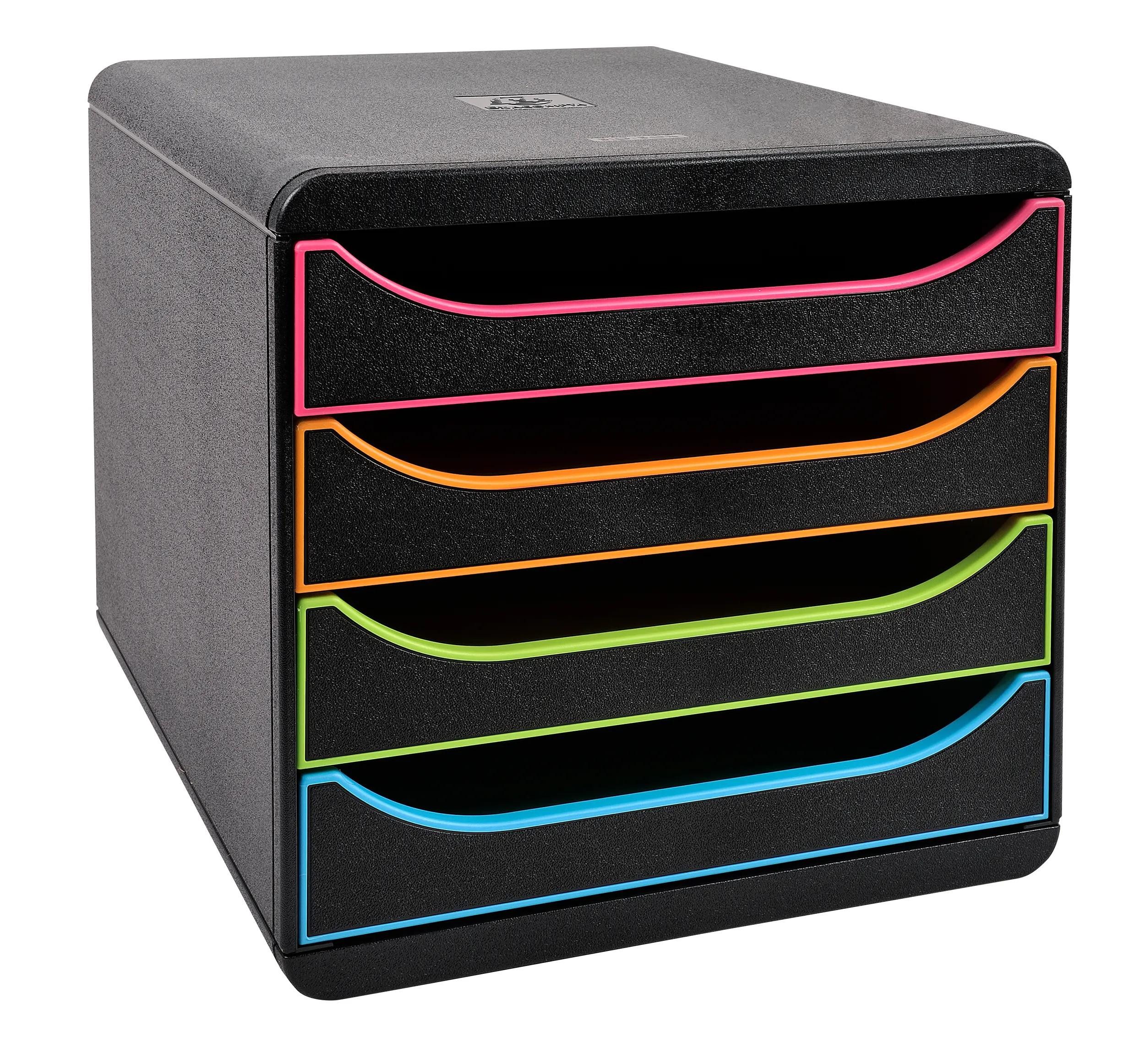 EXACOMPTA Schubladenbox Schubladenbox Big Box Plus 4offene Schubladen Schwarz/Harlekin 310914D, Boxen einzen