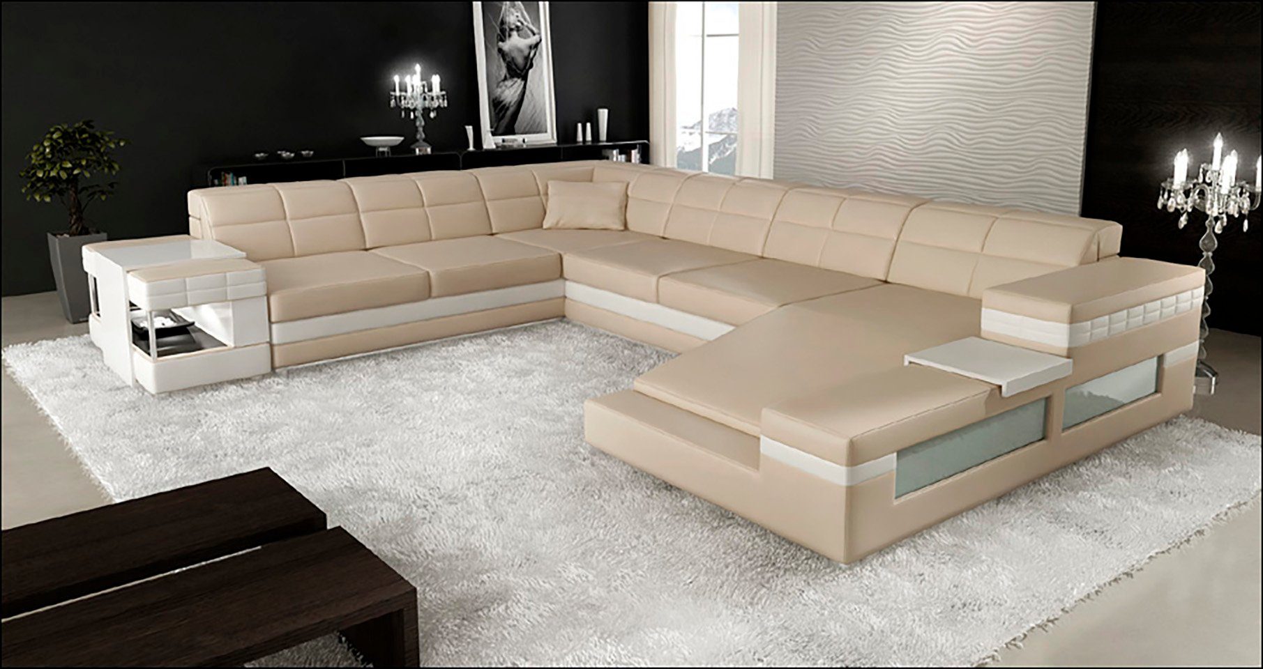 JVmoebel Ecksofa »Wohnlandschaft Designer Sofa Couch Big Polster Leder