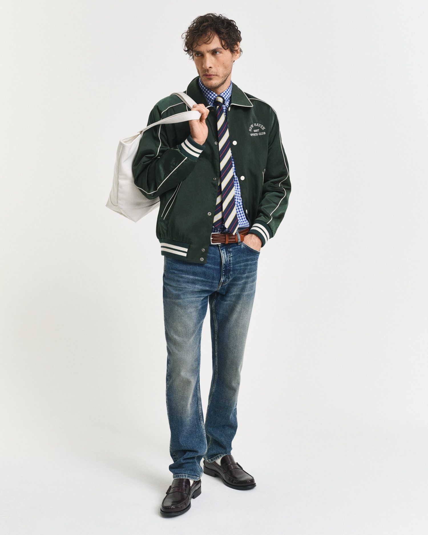 Gant Langarmhemd REG POPLIN GINGHAM SHIRT mit Logostickerei auf der Brust