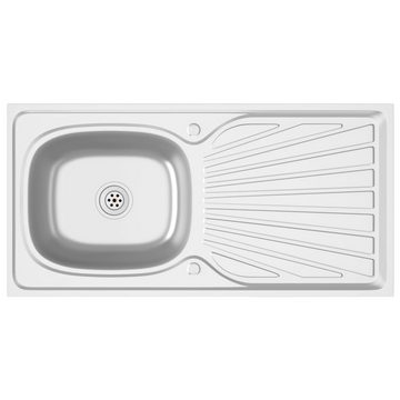 vidaXL Küchenspüle Küchenspüle mit Abtropfset Silbern 1000x500x155 mm Edelstahl Küche Spü, 100/50 cm