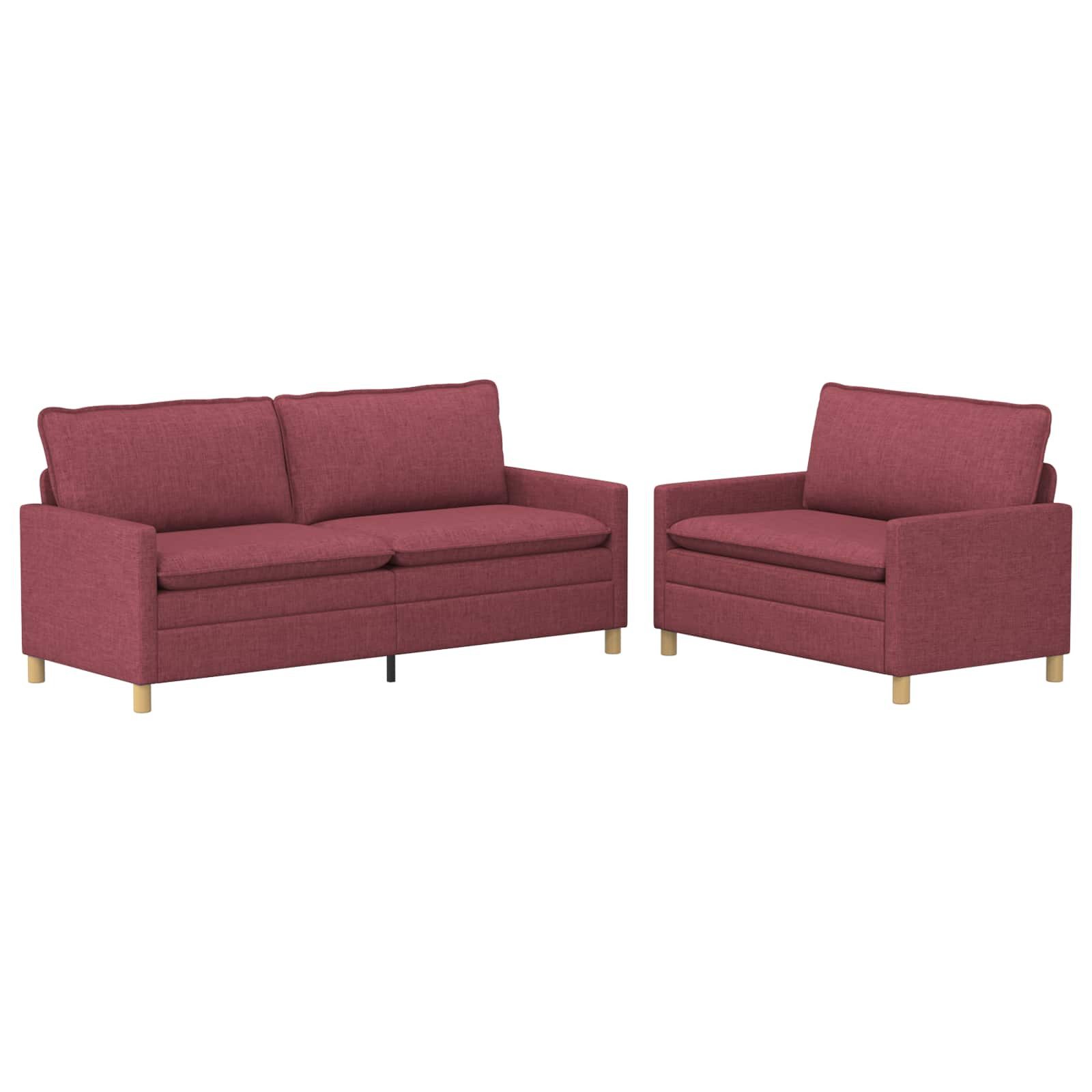 vidaXL Sofa Sofa Set 2 stk. Weinrot Stoff, 2 Teile