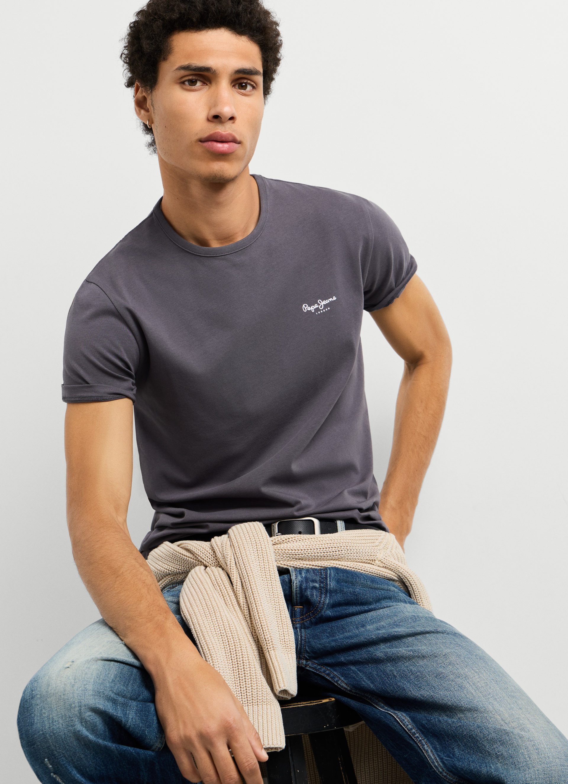Pepe Jeans T-Shirt ORIGINAL BASIC 3N Rundhals mit kleinem Logodruck
