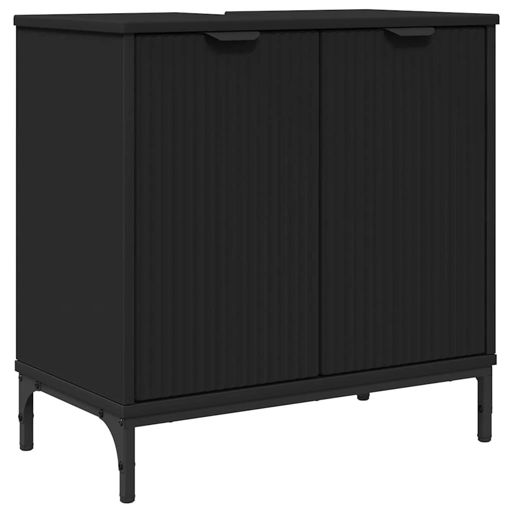 vidaXL Badezimmerspiegelschrank Waschbeckenschrank Schwarz 60,5 x 33,5 x 61 cm Holzwerkstoff (1-St)