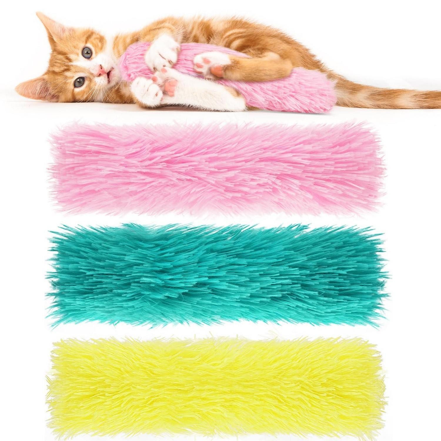 LuxusKollektion Tier-Beschäftigungsspielzeug 3x Katzenminze Katzenspielzeug Set Rosa Blau Gelb, Textil
