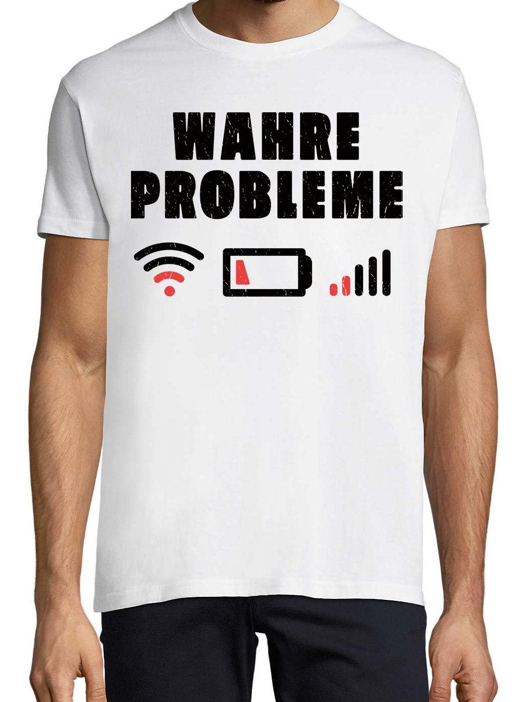 Print-Shirt "Wahre Probleme" lustigem Herren Designz Weiss mit T-Shirt Youth Spruch