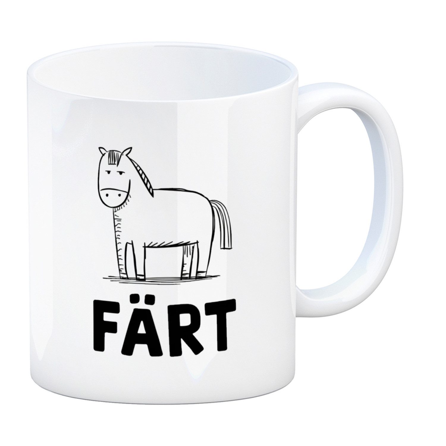 Tasse Färt Kaffeebecher mit Pferdeskizze