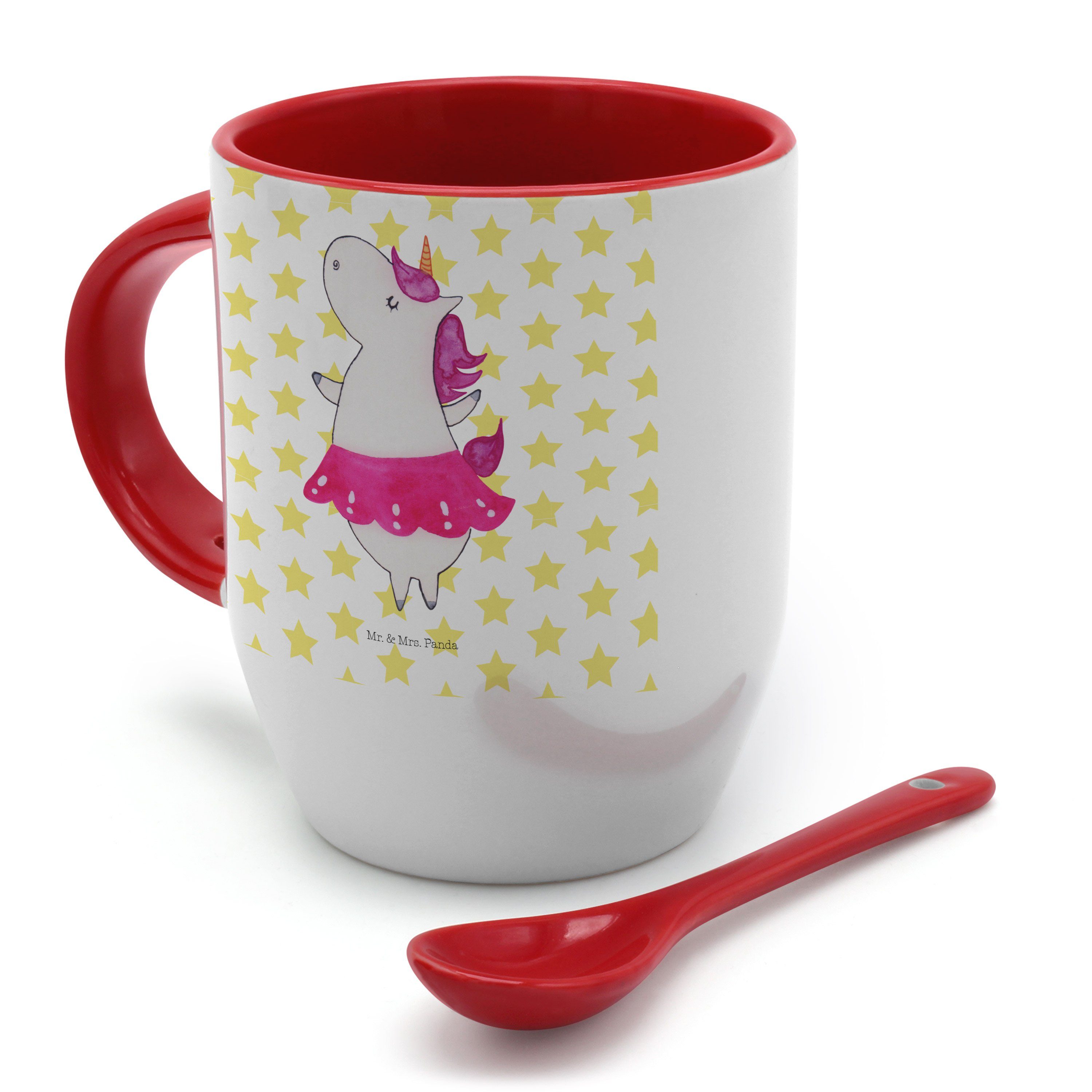 Geschenk, Peg, Weiß Tasse, - Kaffeebecher, Tassen, Keramik - & Einhorn Mr. Mrs. Panda Ballerina Tasse