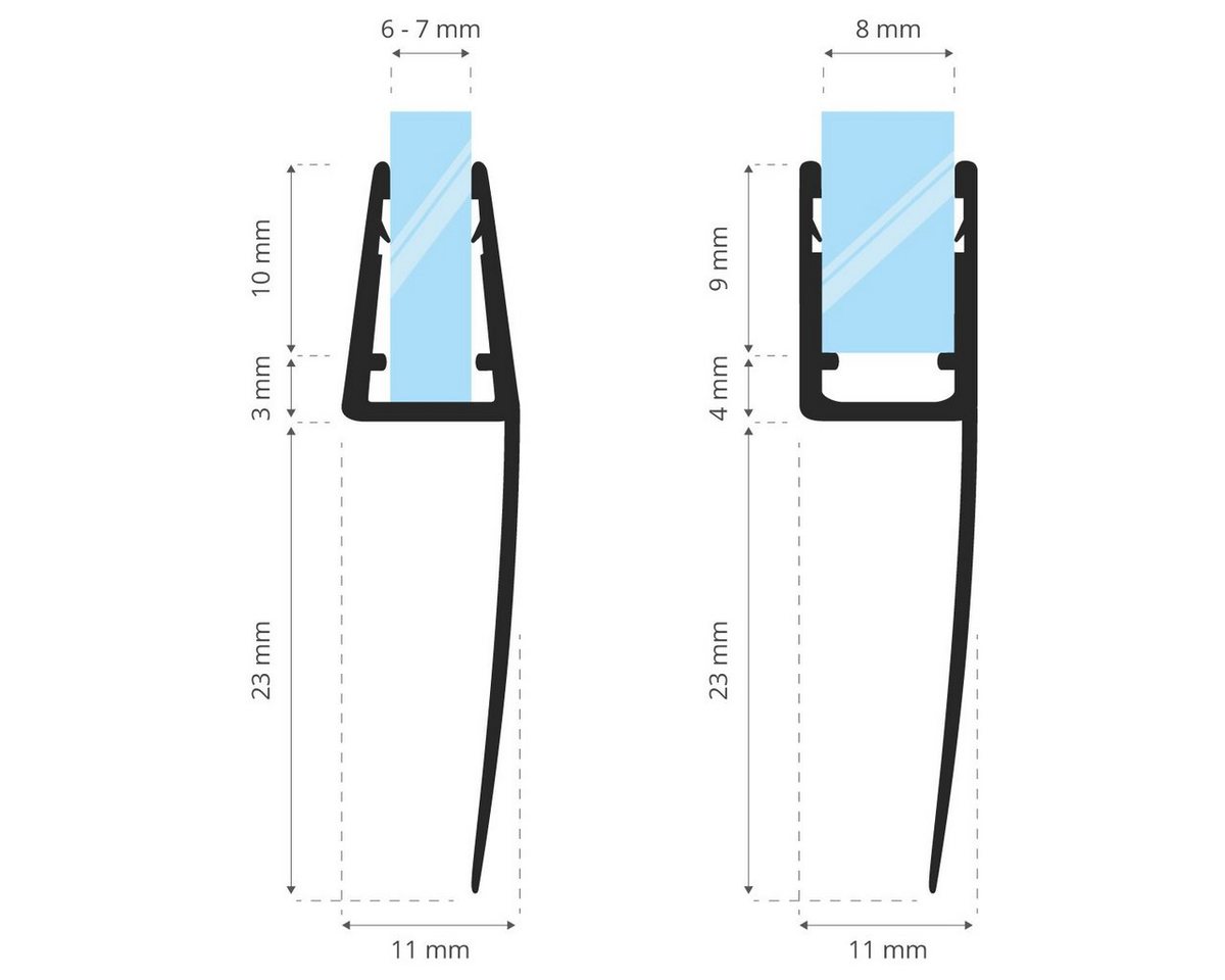 Thumbnail - STEIGNER Duschdichtung 30cm Gerade PVC Ersatzdichtung für Dusche, L: 30 cm, (1 Stück Packung, Einzeldichtung), Glasstärk...