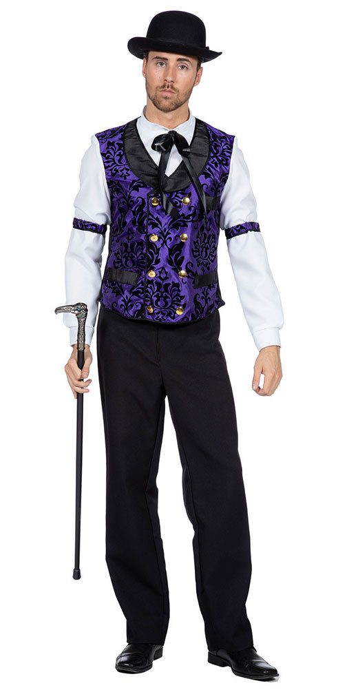 Karneval-Klamotten Kostüm Poker Weste m Hemd Herren Las Vegas Casino Gambler, Herrenkostüm Las Vegas Hemd hochwertig Karneval Fashing