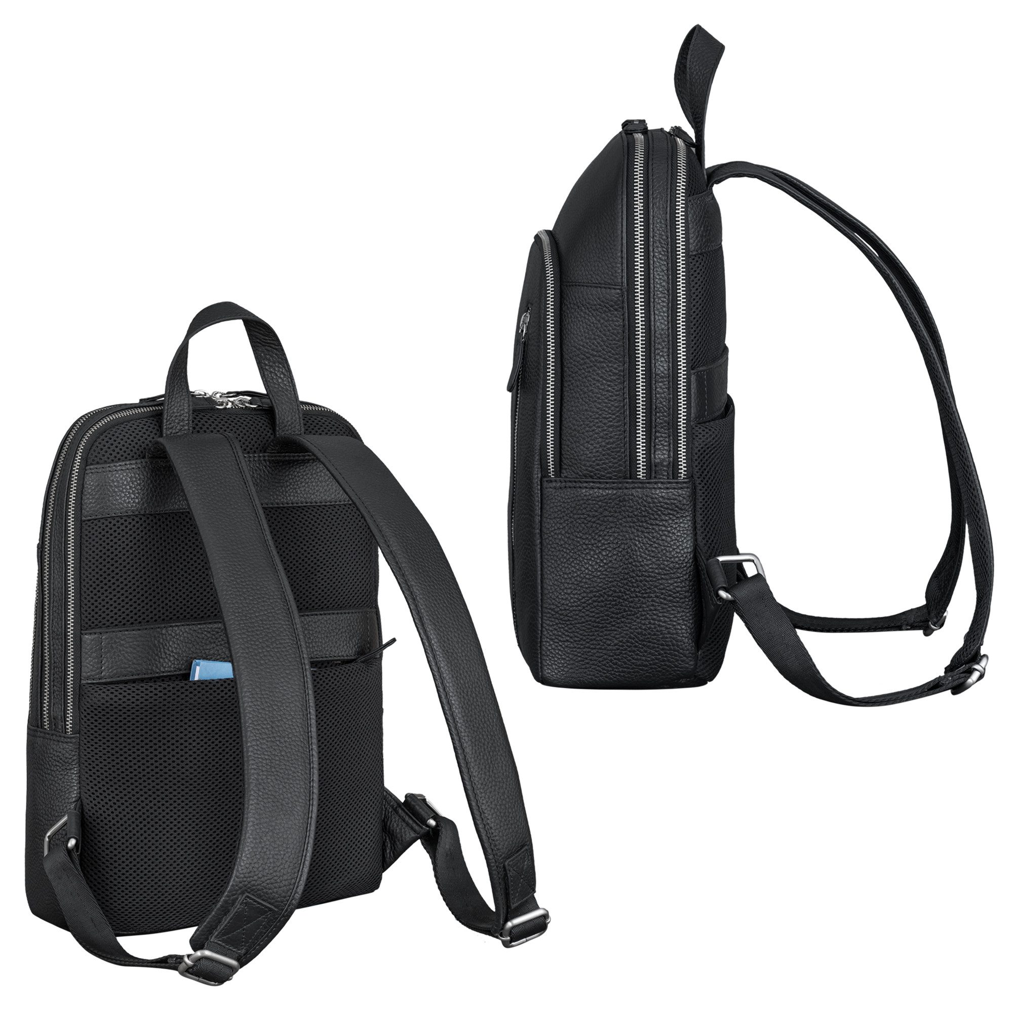 STILORD Cityrucksack "Taron" Echt Lederrucksack mit Laptop-Fach 13.3 Zoll für Damen Herren