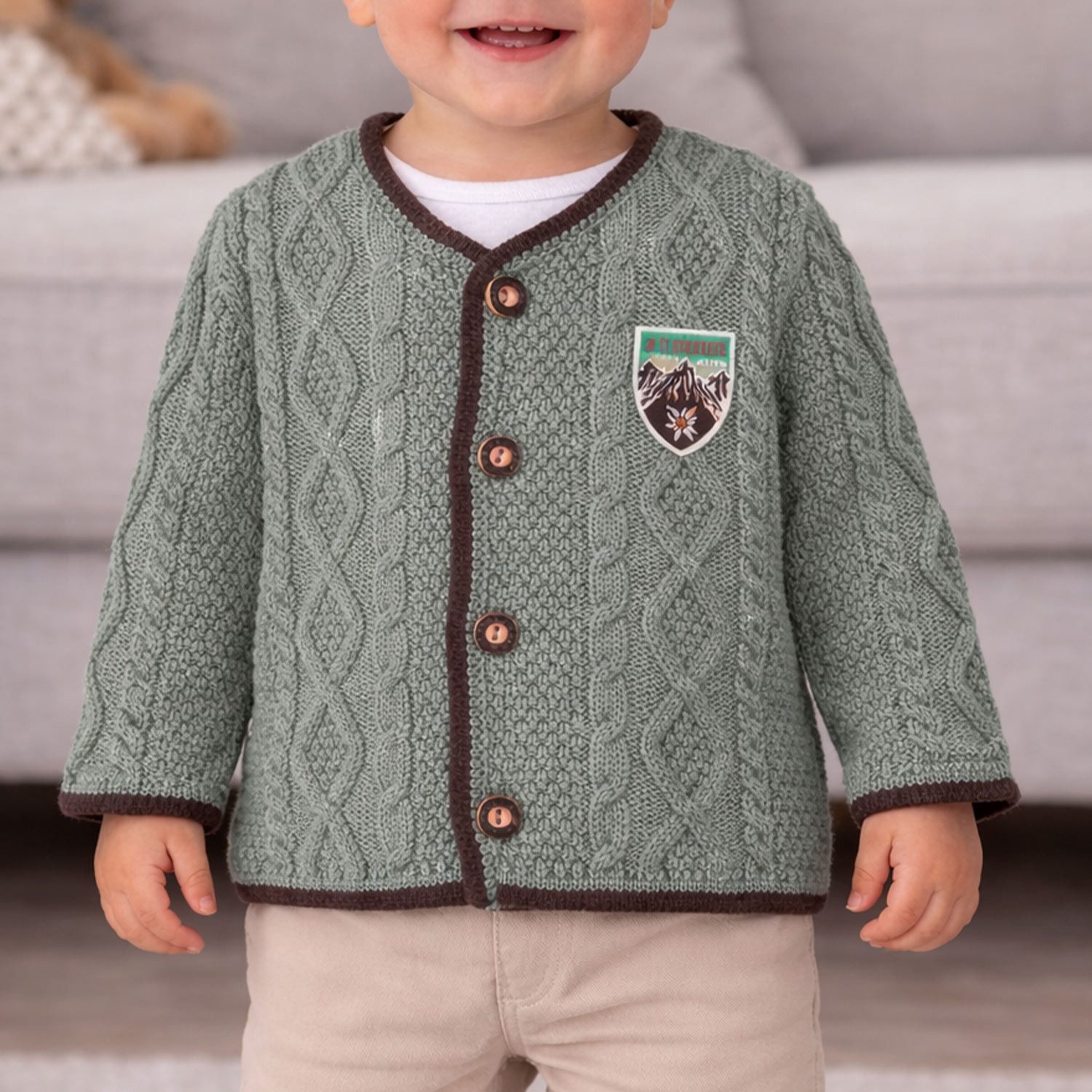 BONDI Trachtenjacke Baby Jungen Strickjacke 91785, Kiwi