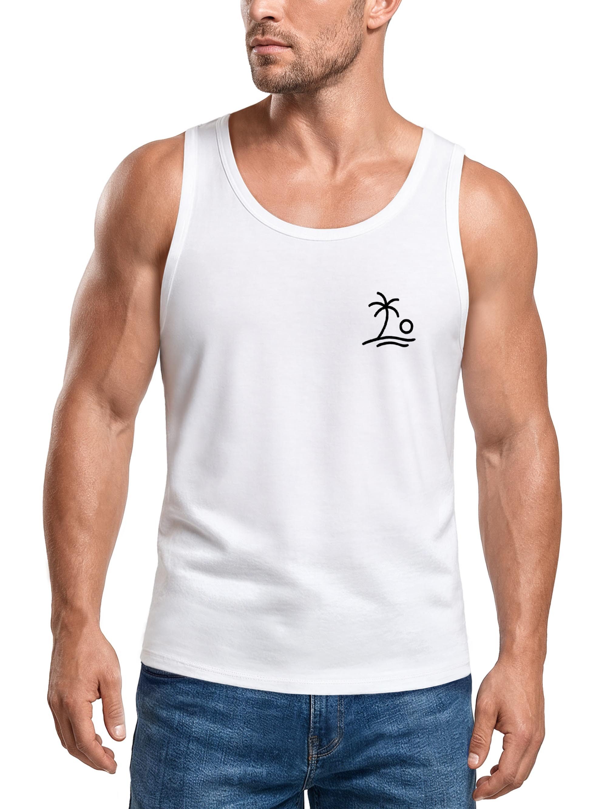 Neverless Tanktop Tanktop Herren mit Grafik-Print - Design Palm Vibes - Trägershirt mit Print