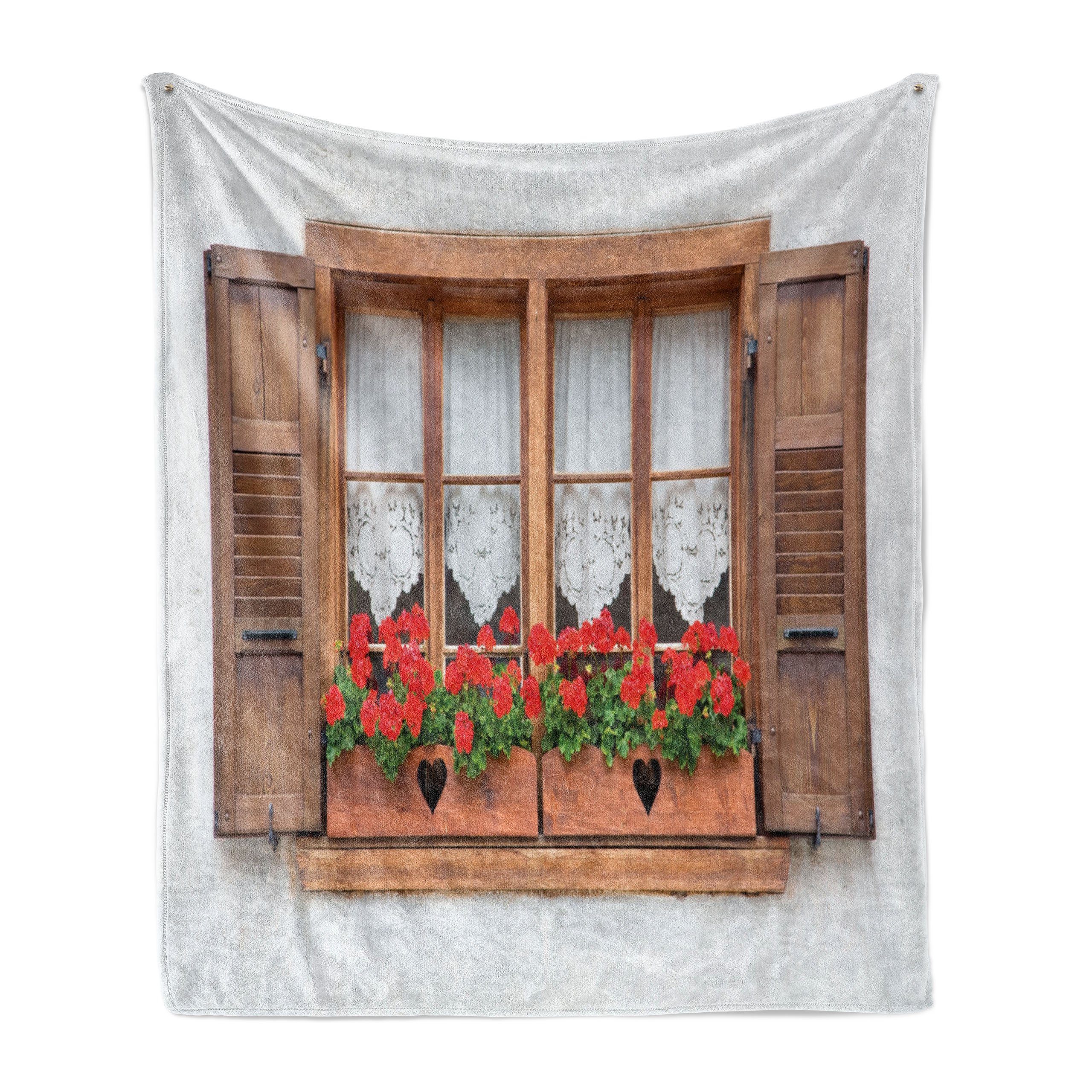 Wohndecke Gemütlicher Plüsch für den Innen- und Außenbereich, Abakuhaus, Boho Europäische Landfensterläden