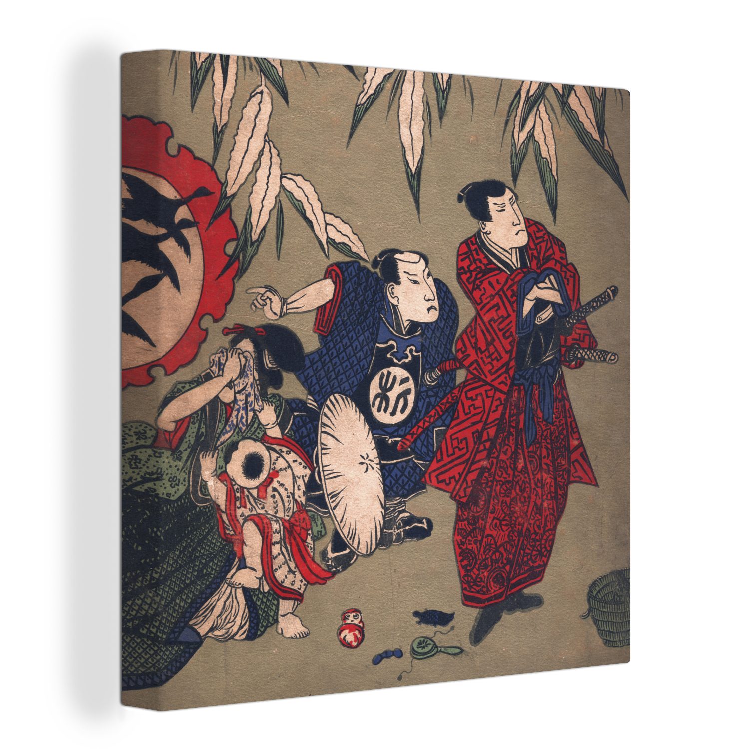 OneMillionCanvasses® Leinwandbild Vintage-Illustration eines japanischen Samurai, (1 St), Leinwand Bilder für Wohnzimmer Schlafzimmer