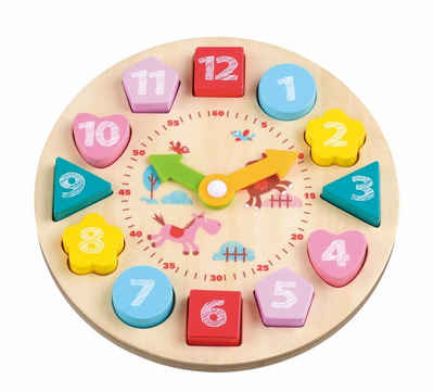 Lelin Lernspielzeug 10262 Holzspielzeug Zahlenpuzzle mit Uhr - Zeiger beweglich