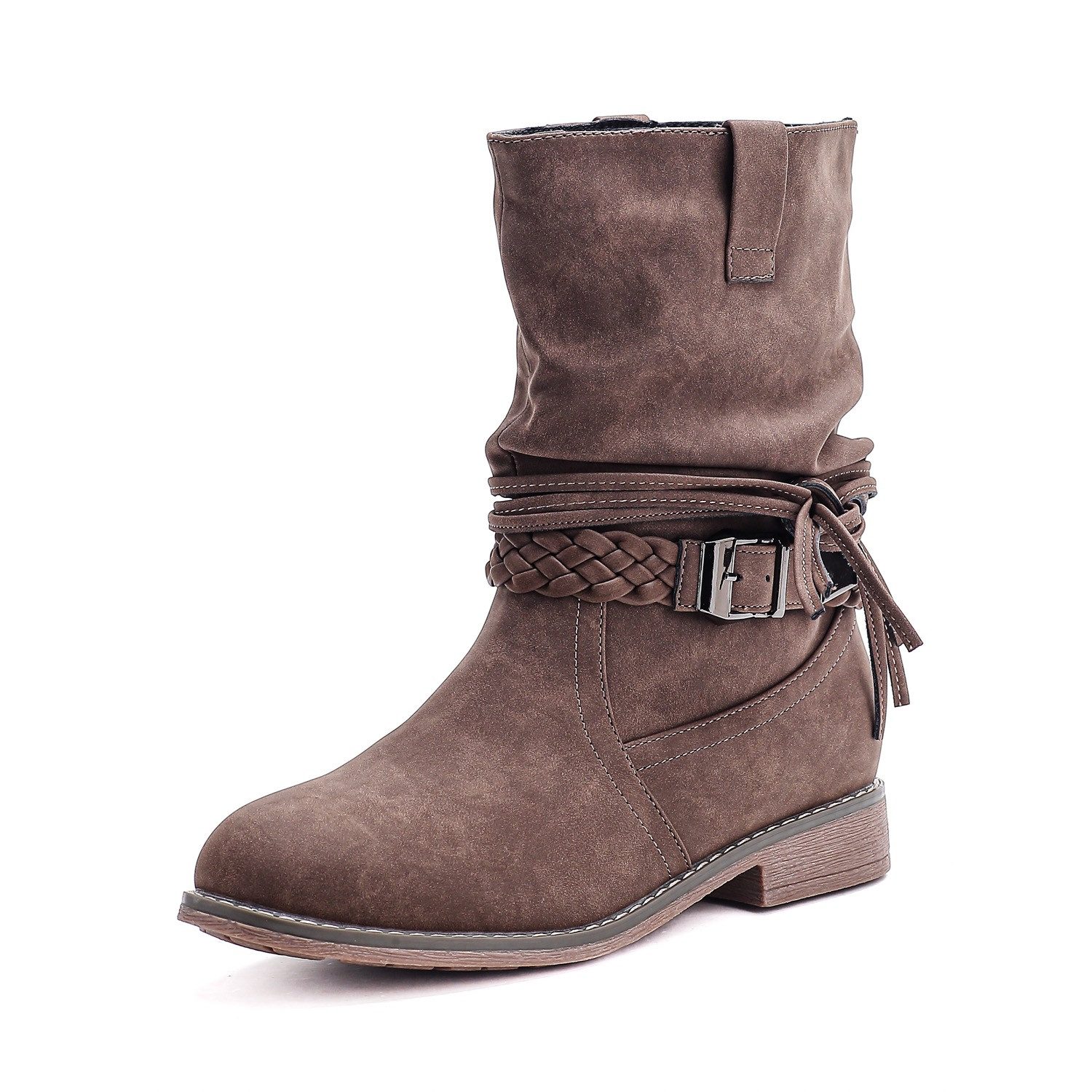 Pogolino ST87 Schlupfstiefel Damen Schlupfstiefeletten leicht gefüttert Boots Stiefel Herbst
